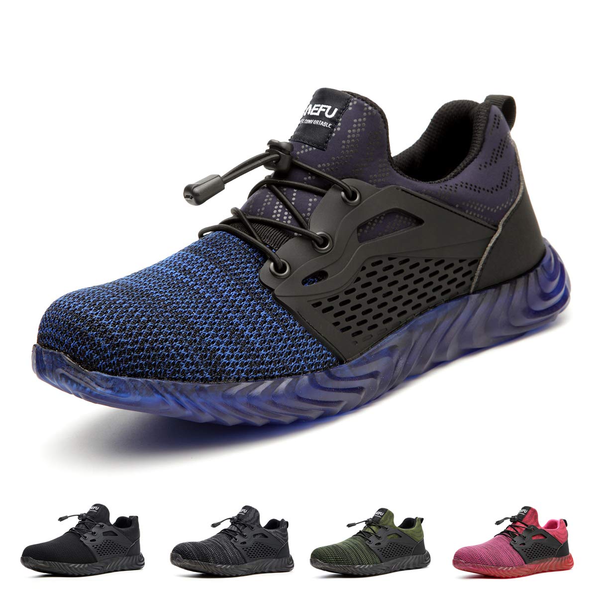 Men's Steel Toe Work Shoes - Slip Resistant, Puncture Proof Safety Sneakers with Composite Toe | Breathable & Durable for Construction, Warehouse & Industrial Work
