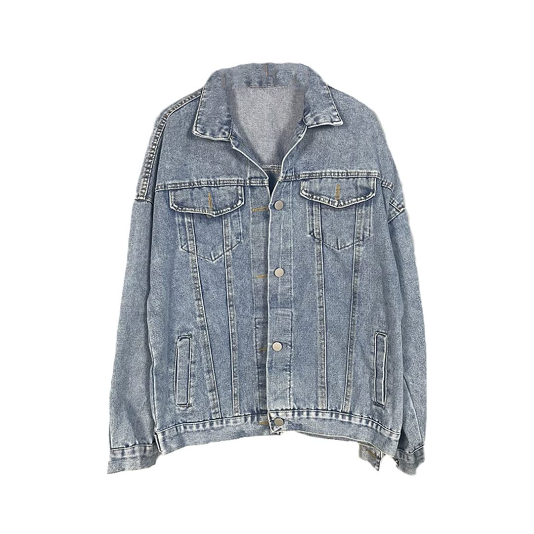 Women's Oversized Denim Jacket - Loose Fit Blue Jean Coat for Spring | Casual Outerwear for Everyday Wear & Street Style Fashion