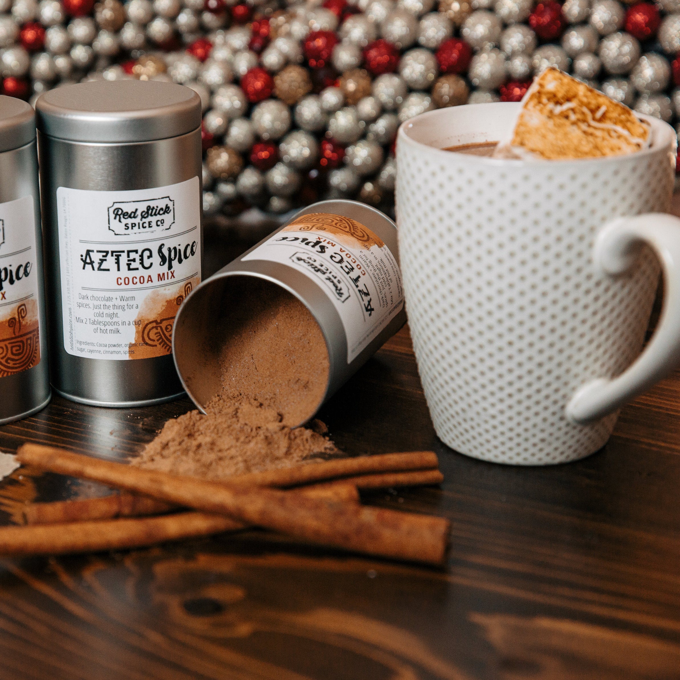Organic Aztec Spiced Cocoa Powder - Authentic Mexican Hot Chocolate Mix for Baking & Drinks | Perfect for Winter Warmth, Holiday Gifts & Coffeehouse-Style Beverages