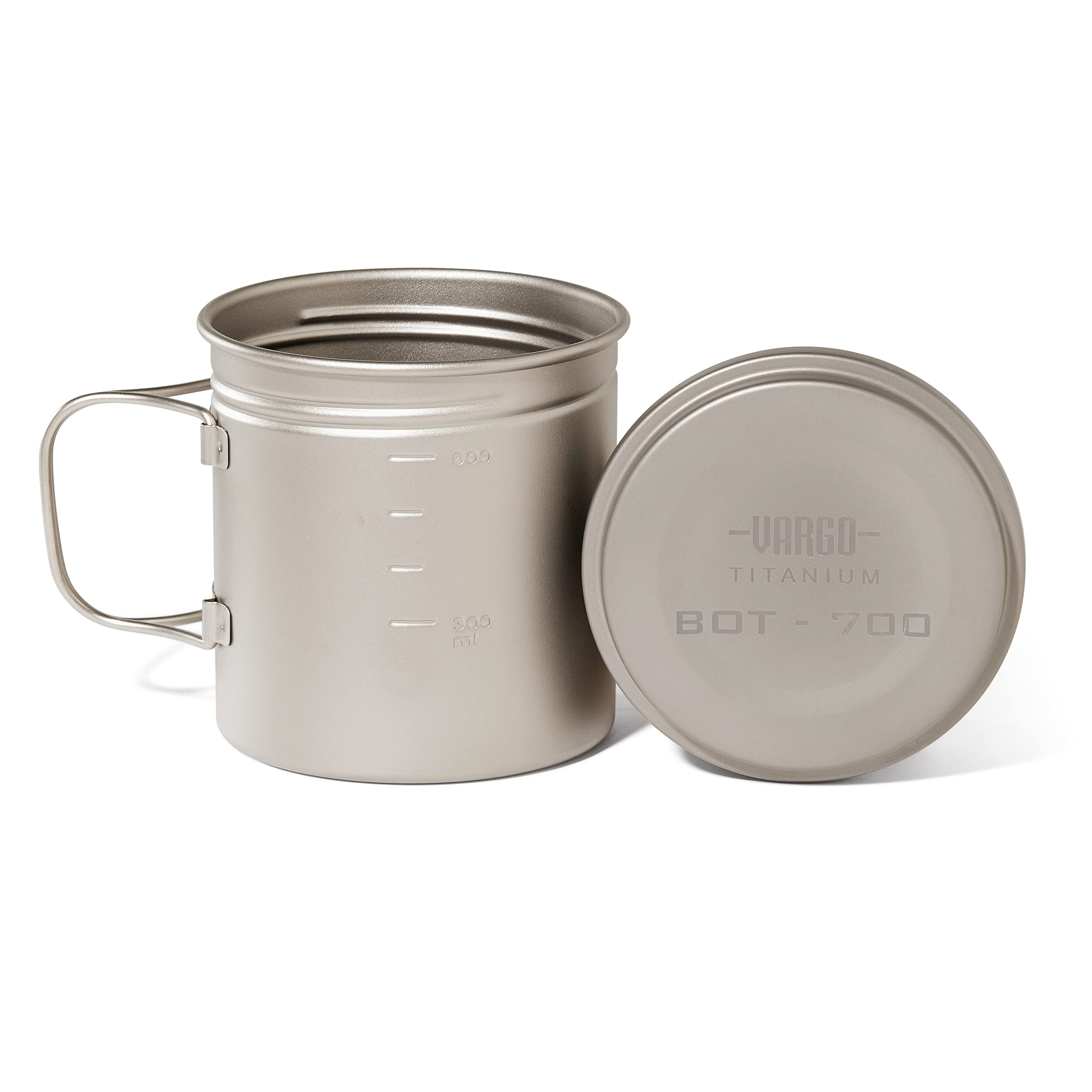 Vargo Titanium BOT-700 | 700ml (23 oz) Lightweight Titanium Cooking Pot & Water Bottle with Foldable Handles & Leakproof Lid | Perfect for Camping, Hiking & Backpacking | Durable Outdoor Cookware