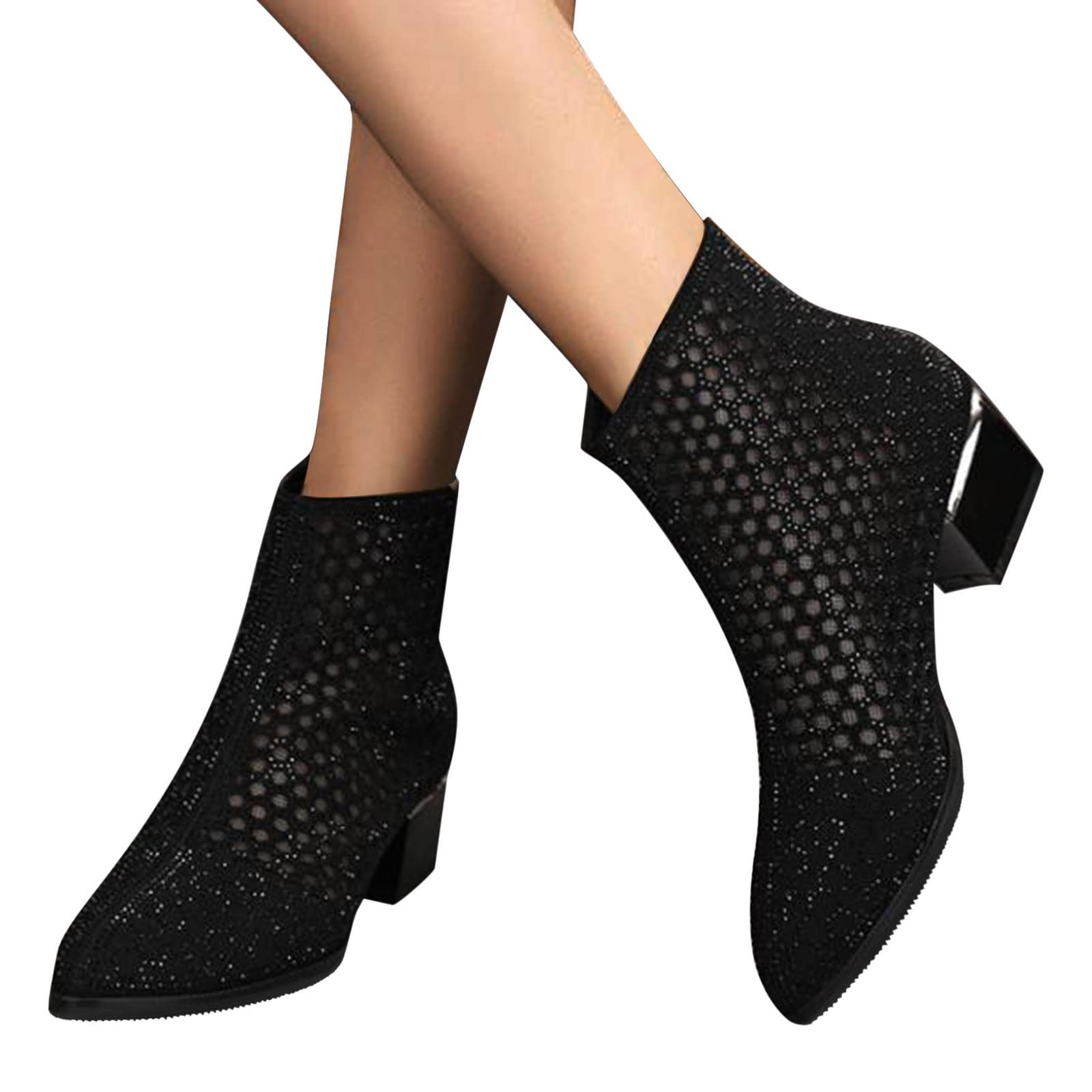 Women's PU Leather Block High Heel Booties - Lace Up Pointed Toe Oxford Shoes for Autumn & Winter | Comfortable Dress Boots for Work, Party & Night Out