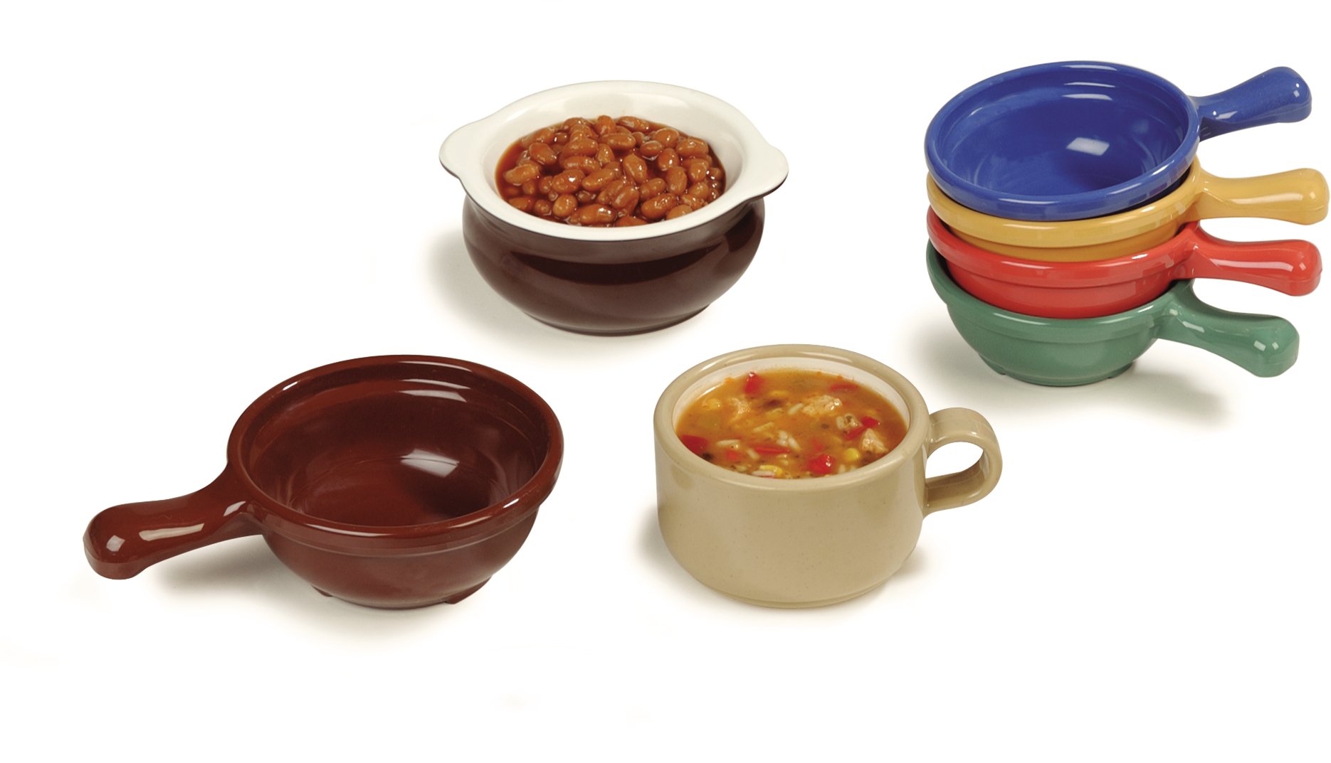 Carlisle FoodService 8 oz Brown Soup Bowl with Handle - Durable Catering, Buffet & Restaurant Use - Perfect for Hot Soups, Stews, and Chili Serving