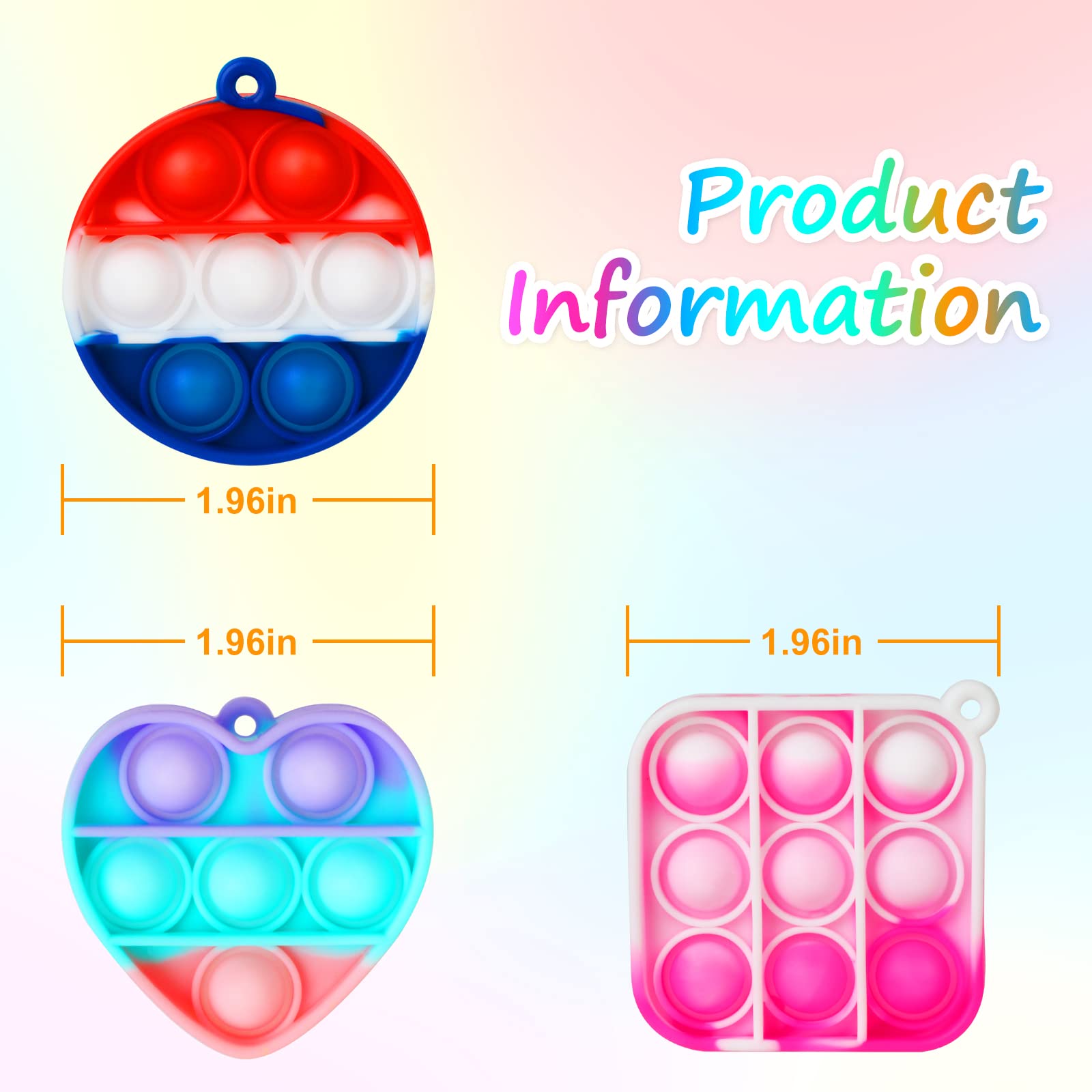 21Pcs Mini Fidget Keychain Toys - Bulk Pop Party Favors for Kids, Easter Egg Fillers, Valentine's Day Classroom Exchange Gifts & Prizes for Boys and Girls - Stress Relief Sensory Toys for School, Travel and Birthday Parties