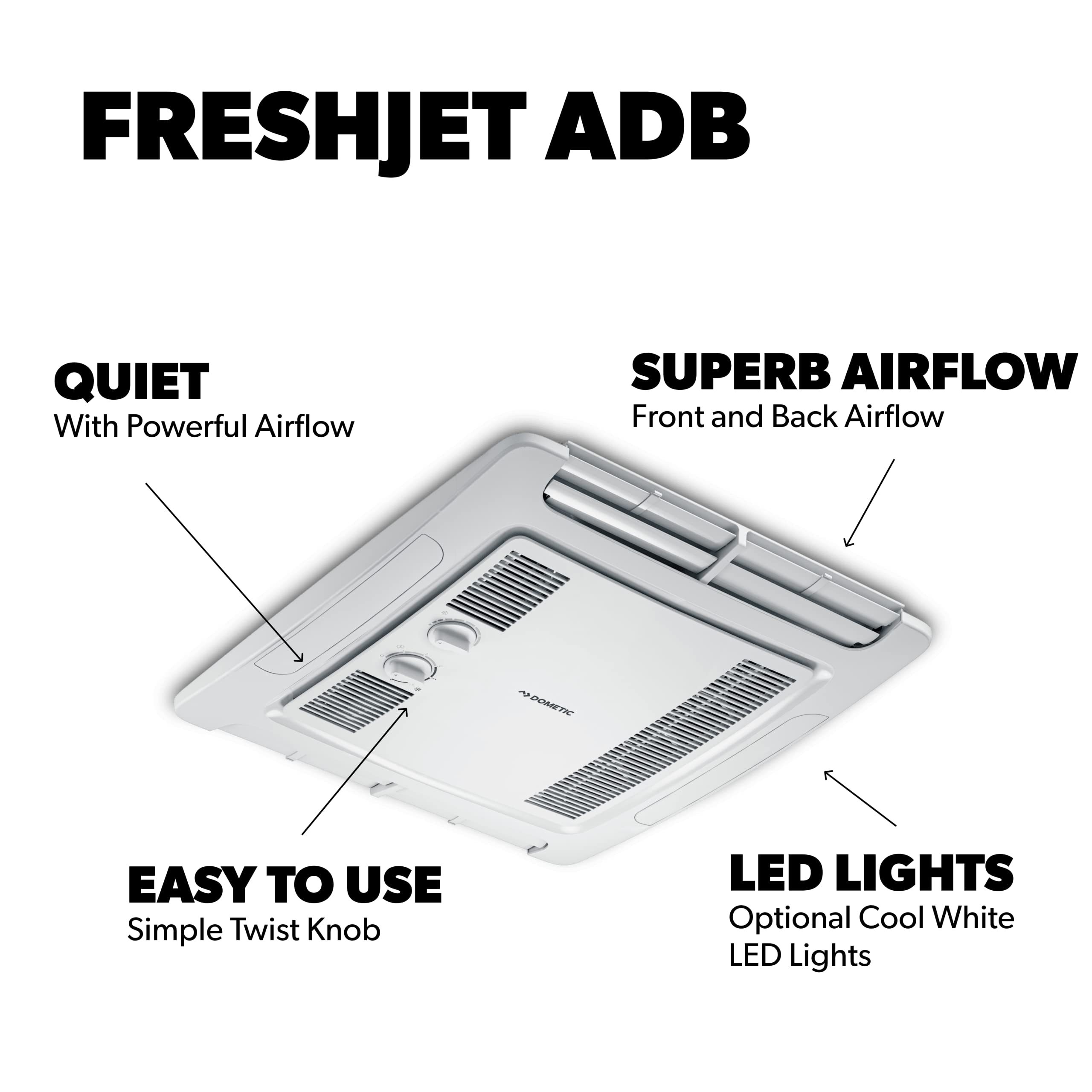 Dometic FJX3000 FreshJet Rooftop RV Air Conditioner - 9600028602 - Manual Ceiling Control Non-Ducted White AC Unit | Perfect for Camper, Motorhome & Travel Trailer Cooling
