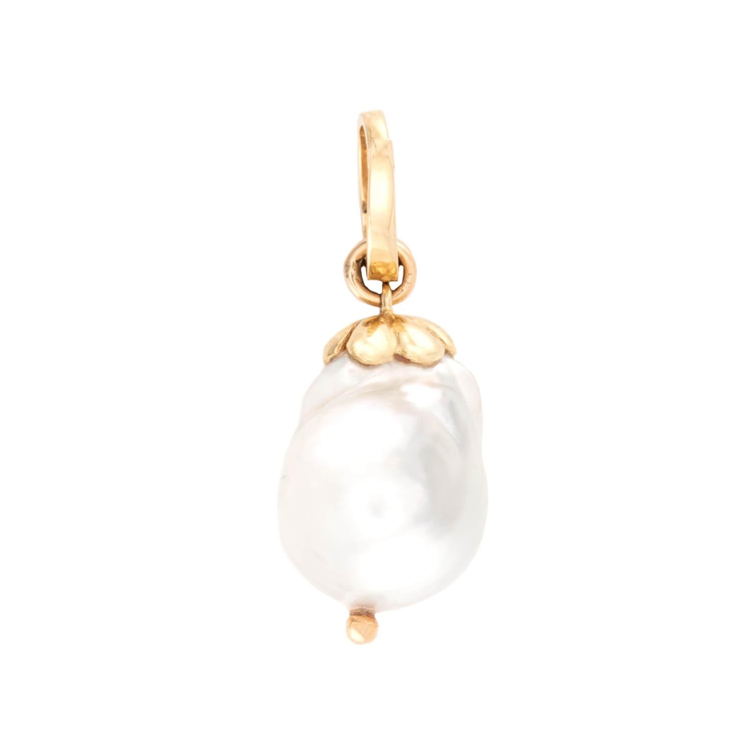 14K Gold Baroque Pearl Pendant Necklace - Elegant Irregular Pearl Charm for Women - Perfect for Weddings, Parties & Everyday Jewelry