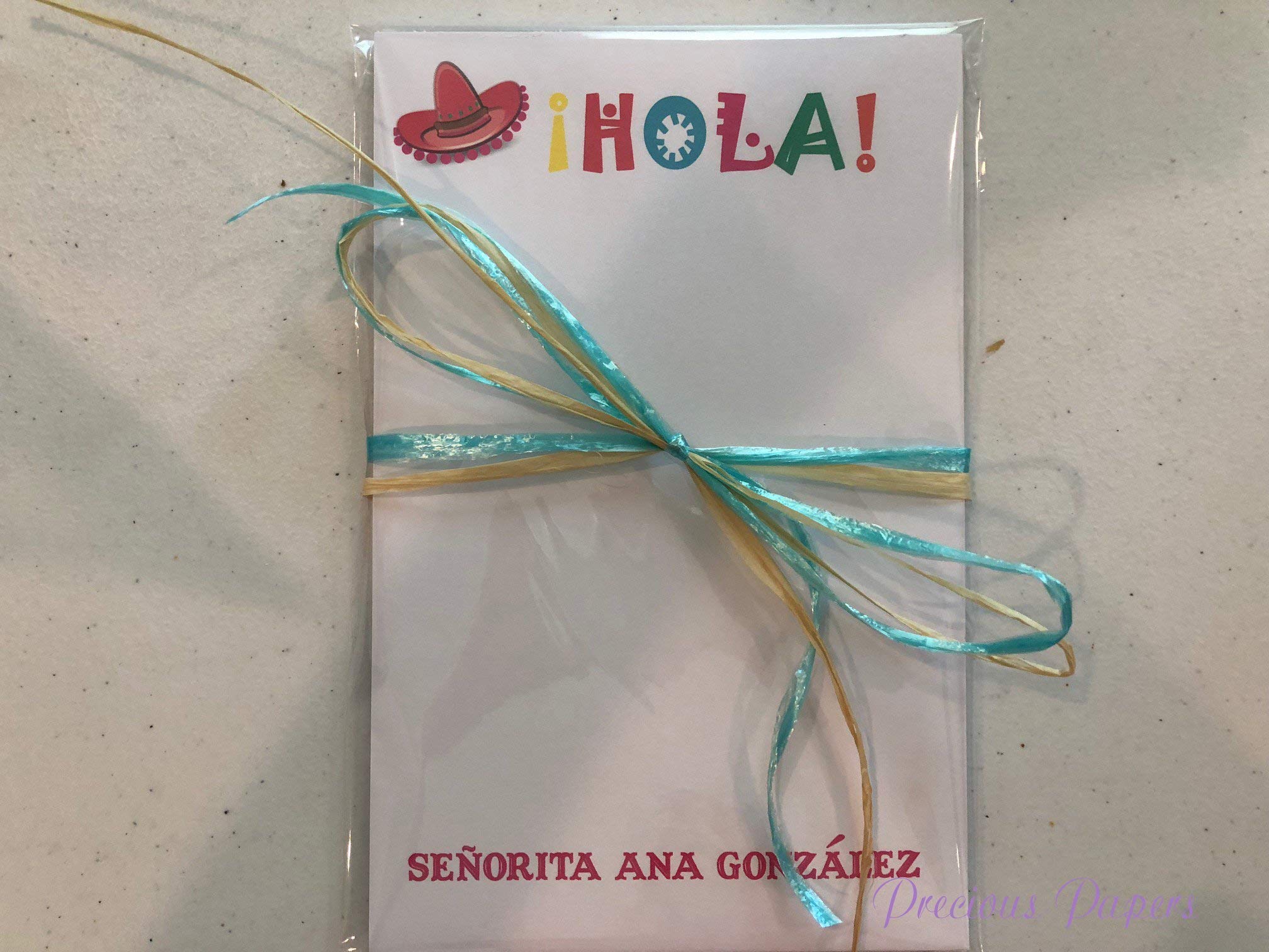 Personalized Spanish Teacher Notepad with Sombrero Design - Hola Themed Gift for Spanish Educators | Perfect for Classroom Notes, Lesson Planning & Teacher Appreciation | Precious Papers