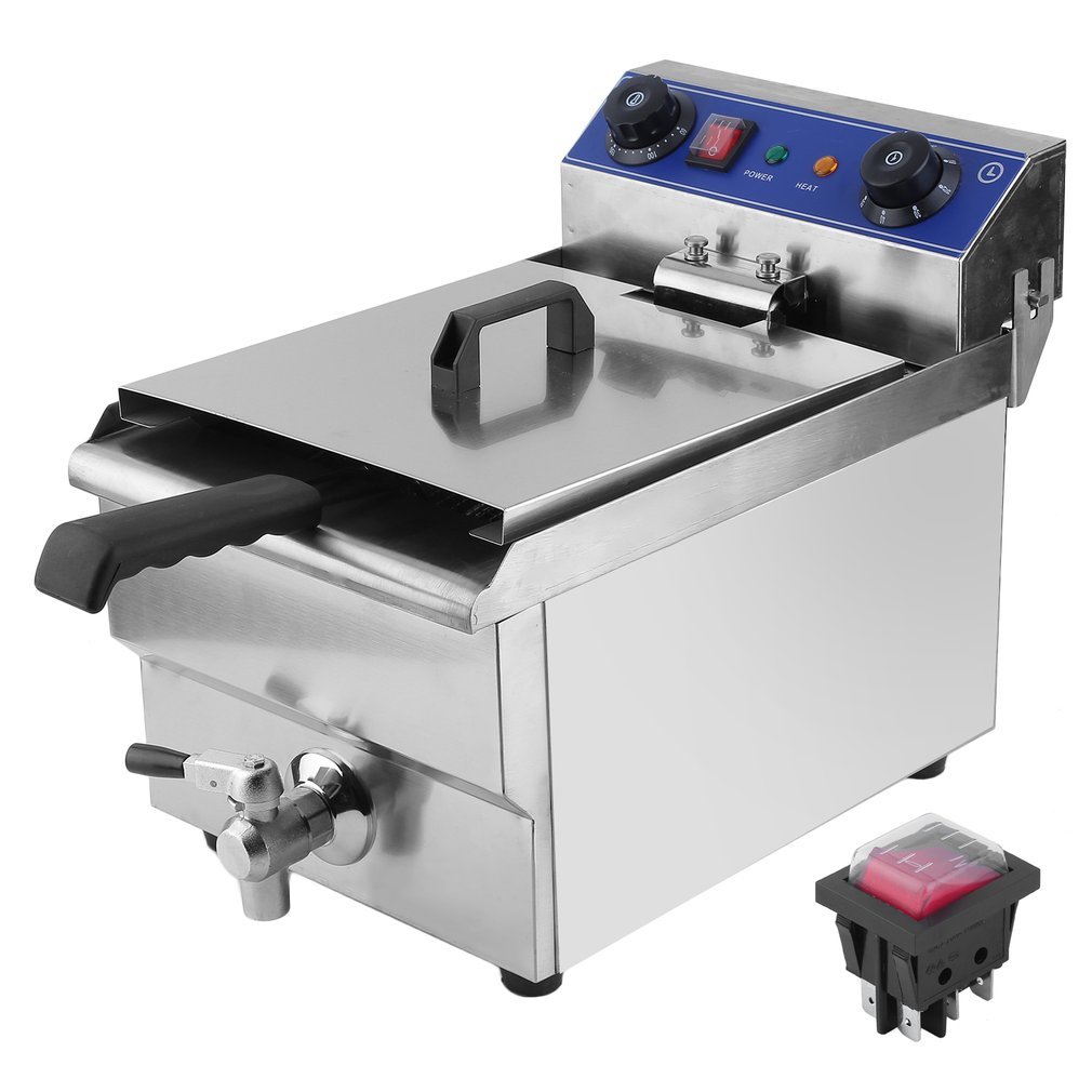 Commercial Electric Deep Fryer 13L/26L Stainless Steel - Temperature Control & Timer - Single/Dual Tank with Drain & Basket - Perfect for Restaurants, Food Trucks, and Catering Businesses