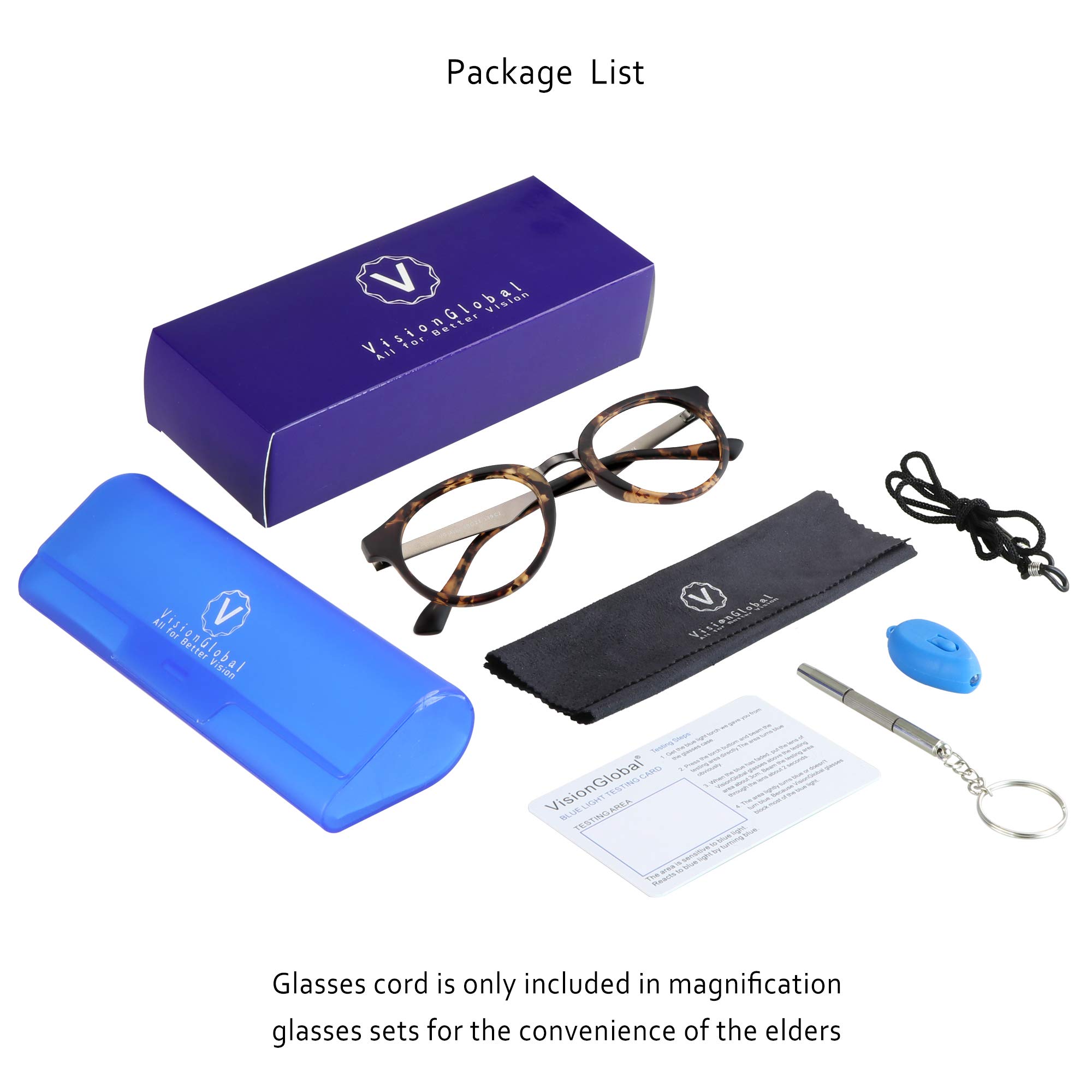 VisionGlobal Blue Light Blocking Glasses for Women & Men - Anti Eye Strain Computer Reading Glasses with Oval Tortoise Frame (1.00 Magnification) - Perfect for Office Work, Gaming & Screen Time