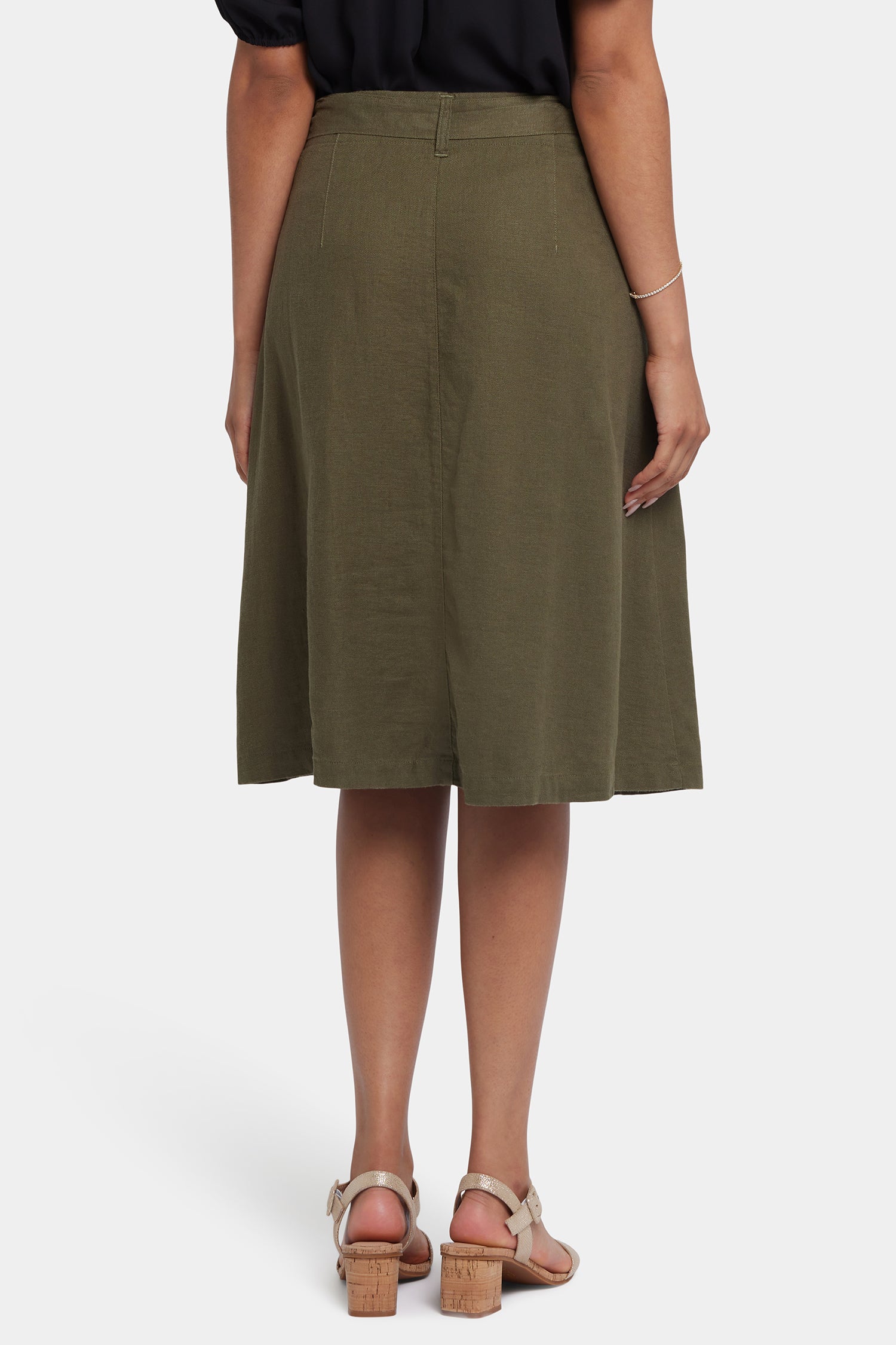 Stylish Button Front Midi Skirt in Bay Leaf Green - Perfect for Office Wear, Casual Outings & Spring Fashion
