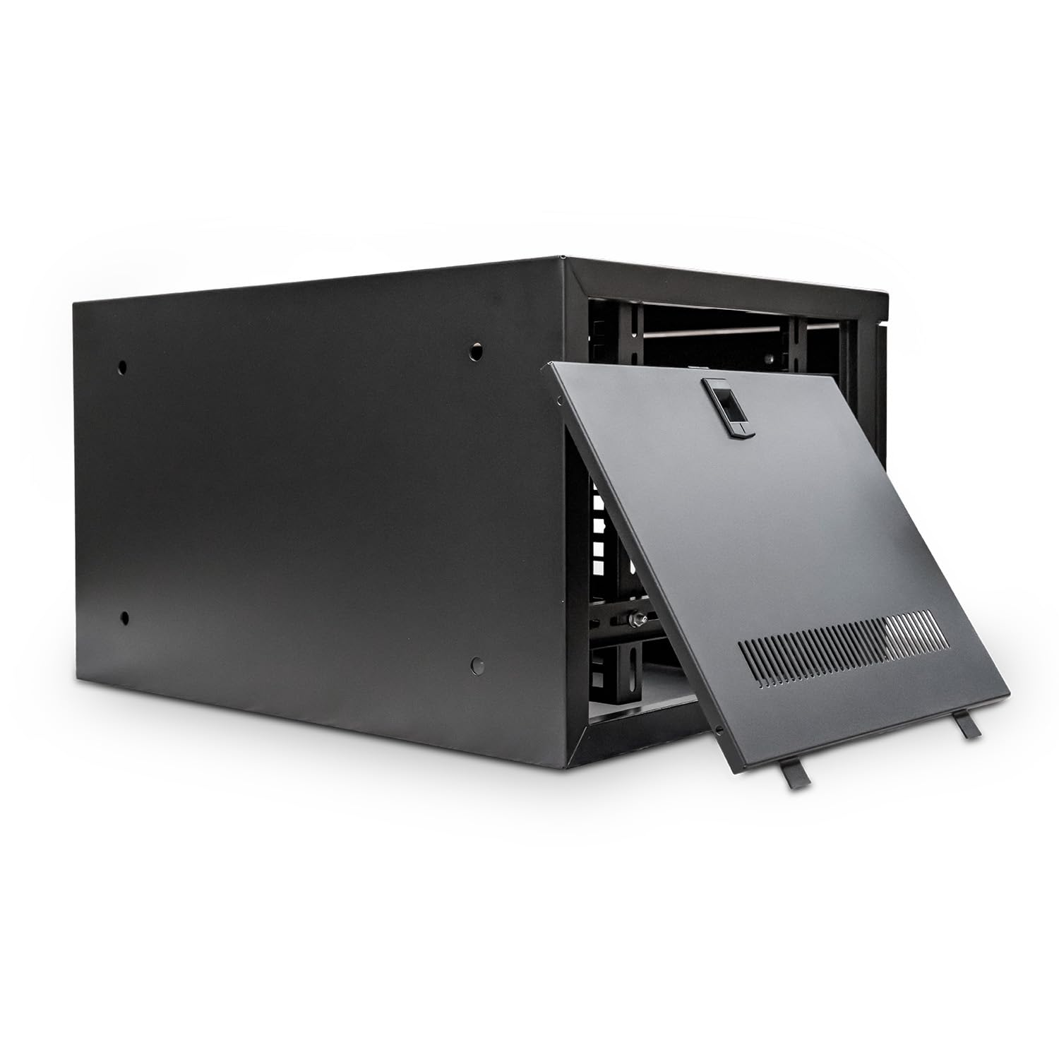 19 Inch Deep Wall Mounted Server Rack Cabinet - 6U Black Network Equipment Rack with Lockable Glass Door & Removable Side Panels for Data Center, Office & Home Network Setup (Front-Rear Locking, Wall Mountable)