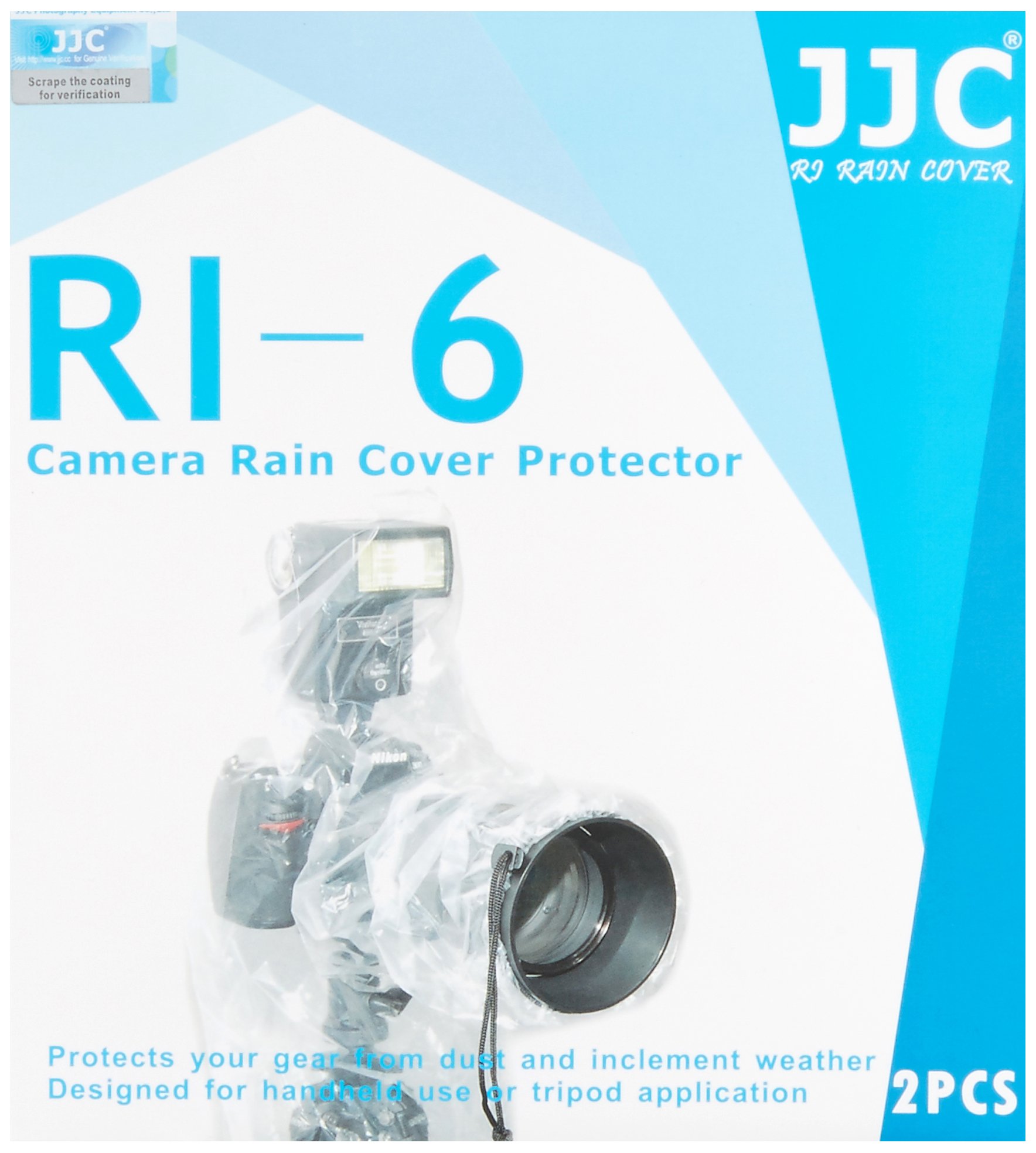 JJC Waterproof Rain Cover for DSLR Camera & Lens - Clear Protective Case (2-Pack) - Ideal for Outdoor Photography, Rainy Weather & Travel Protection