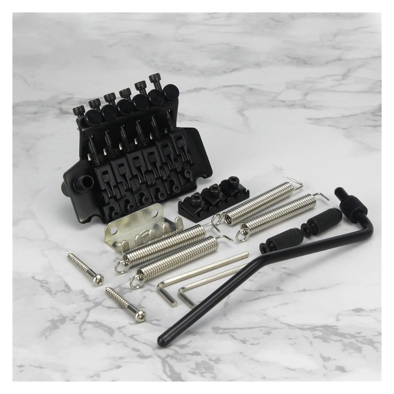 Premium Double Locking Electric Guitar Tremolo Bridge System - 43mm Locking Nut - Black - High Stability for Rock/Metal Performance - Perfect for Stage & Studio Use