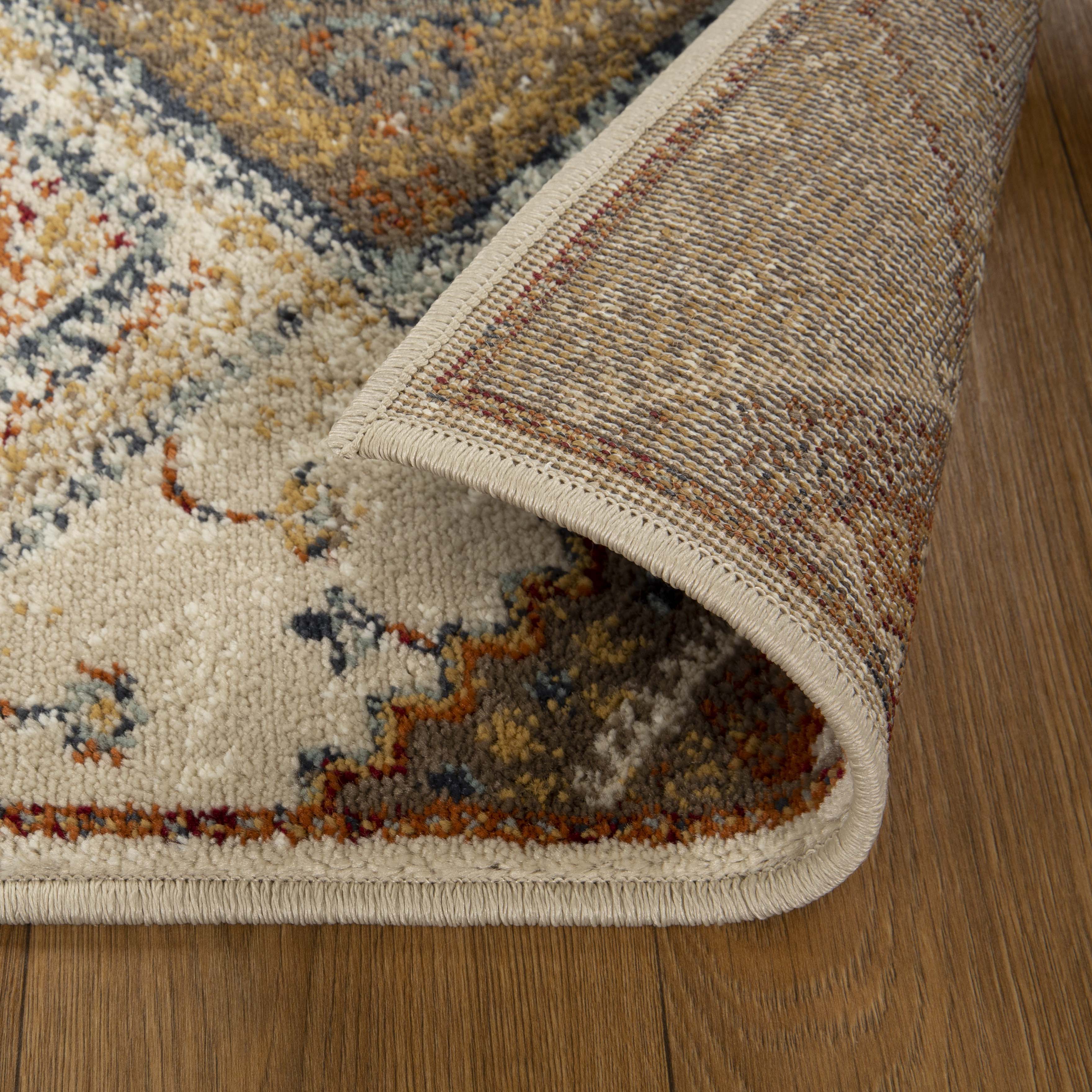 Stylish Poway Geometric Medallion Indoor Area Rug - Non-Slip Living Room Carpet for Home Decor, Bedroom & Office