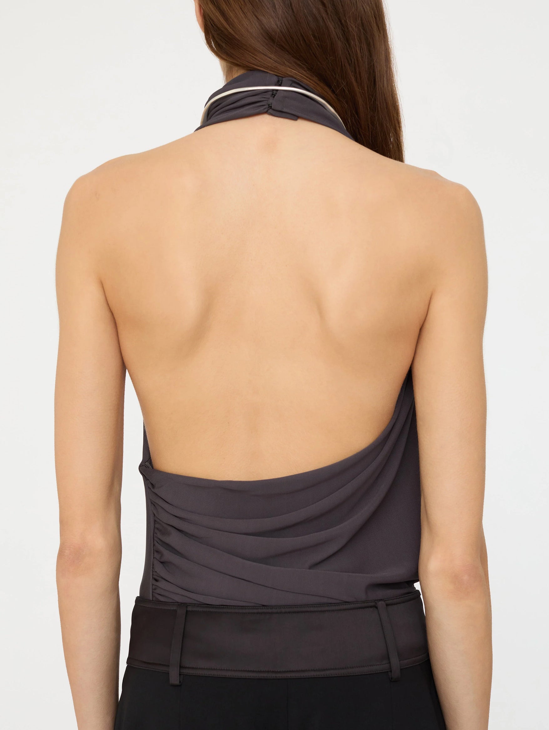 Levitate Women's Halter Top - Charcoal Gray Sleeveless Crop Top for Summer, Beach, and Casual Outings