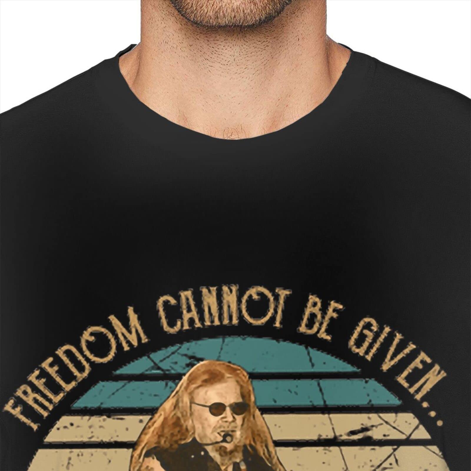 3D Printed DIY Youth Men's T-Shirt - David Allan & Coe Freedom Quote Short Sleeve Tee | Black Graphic T-Shirt for Casual Wear & Street Style