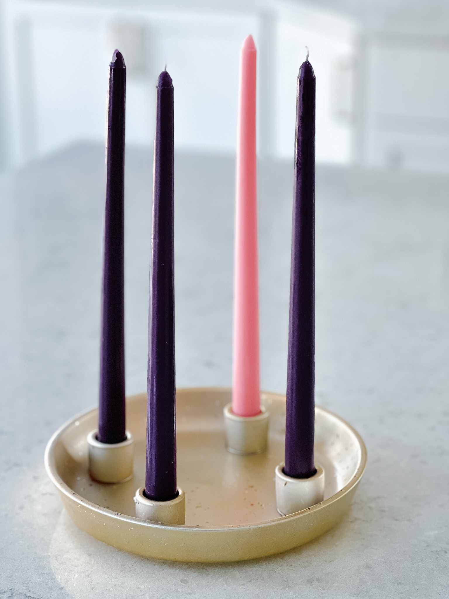 Advent Wreath with Taper Candles - Christmas Decor for Home, Church & Holiday Celebrations - Perfect for Advent Season & Festive Table Centerpiece
