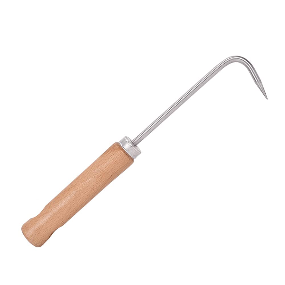 Stainless Steel Bonsai Weeding Hook with Wooden Handle - Professional Gardening Tool for Potted Plants, Bonsai Care & Garden Maintenance - Perfect for Soil Aeration, Weed Removal & Plant Root Work