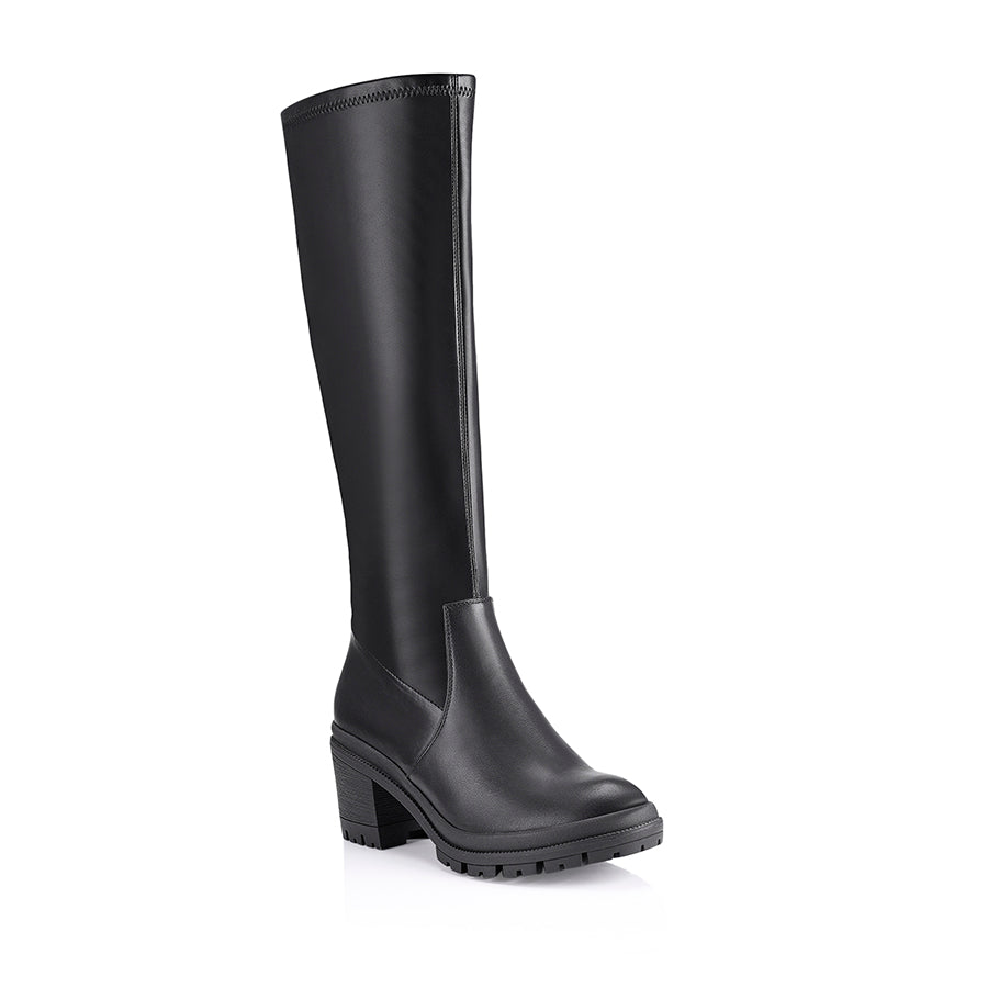 Genna Knee High Stretch Boots for Women - Black Fashion Boots for Fall & Winter, Comfortable & Stylish for Office, Party & Daily Wear