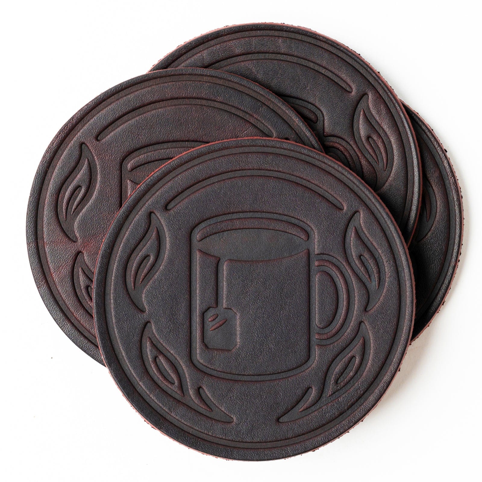 Premium Leather Coasters Set of 4 - Absorbent & Durable Drink Coasters for Coffee, Tea, Wine & Beverages - Perfect for Home, Office & Restaurant Use
