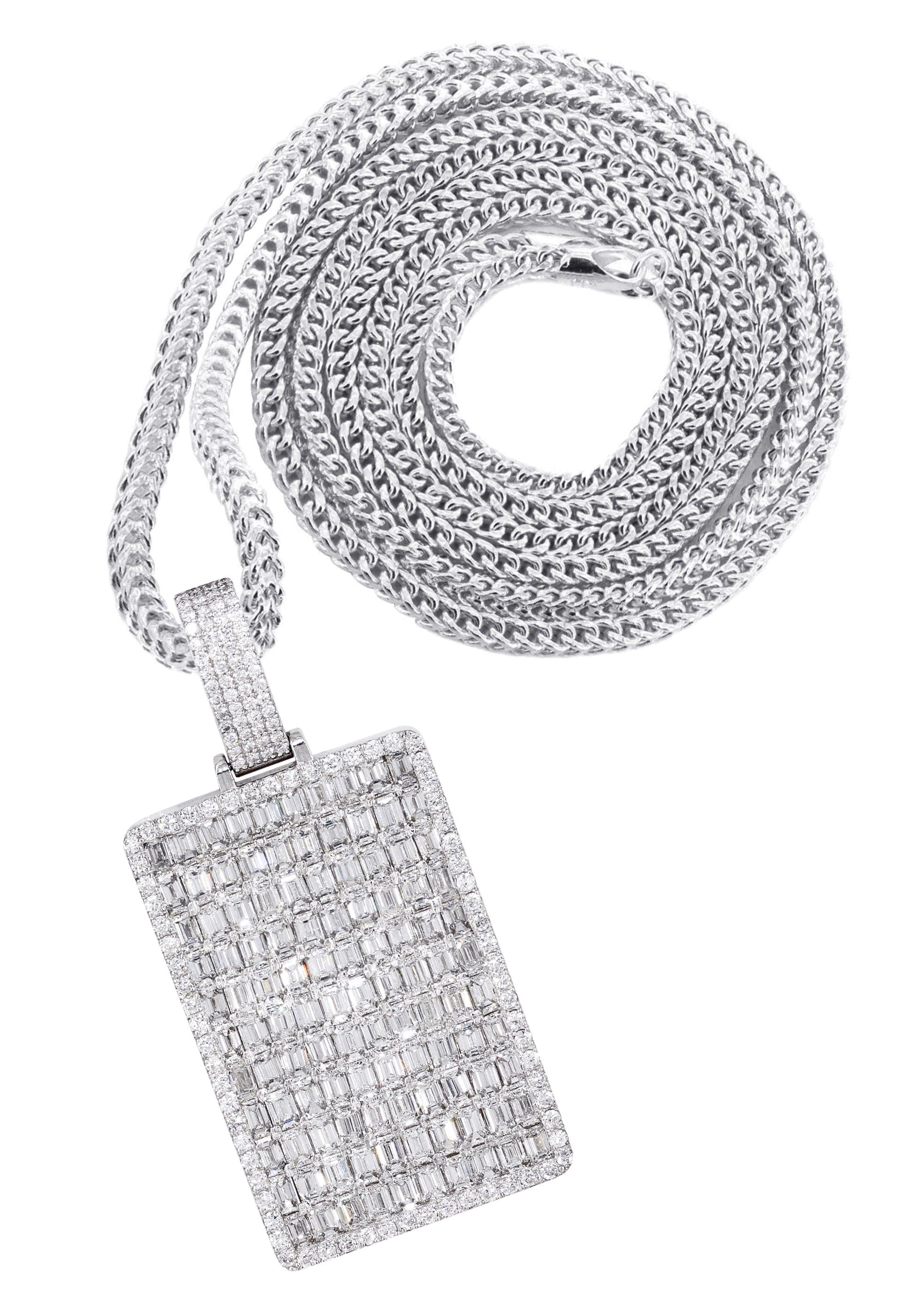 14K White Gold Dog Tag Diamond Necklace - 10.8 Carats Real Diamond Pendant for Men & Women | Perfect for Anniversaries, Gifts & Special Occasions