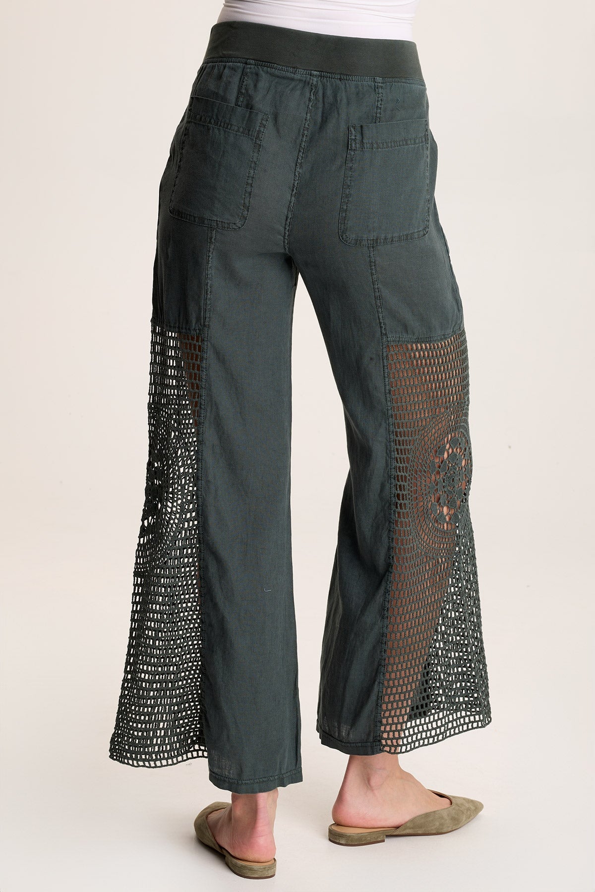 Tangent Linen Crochet Wide Leg Pants - Boho Chic High Waisted Palazzo Trousers for Women | Perfect for Summer, Beach, and Casual Outfits