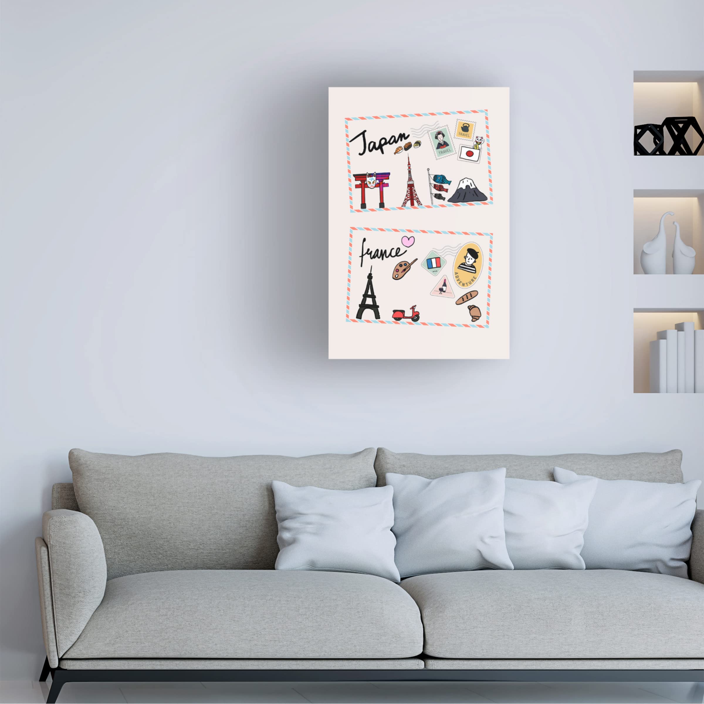 Trademark Fine Art 'Trip Around The World' Canvas Wall Art Print by The Font Diva - Perfect for Living Room, Bedroom & Office Decor