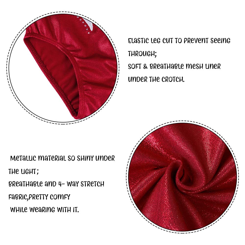 BAOHULU Girls Gymnastics Leotard - Sparkly Shiny Embroidery Dance Leotards for Kids & Children - Athletic Activewear for Ballet, Cheerleading & Gymnastics Practice