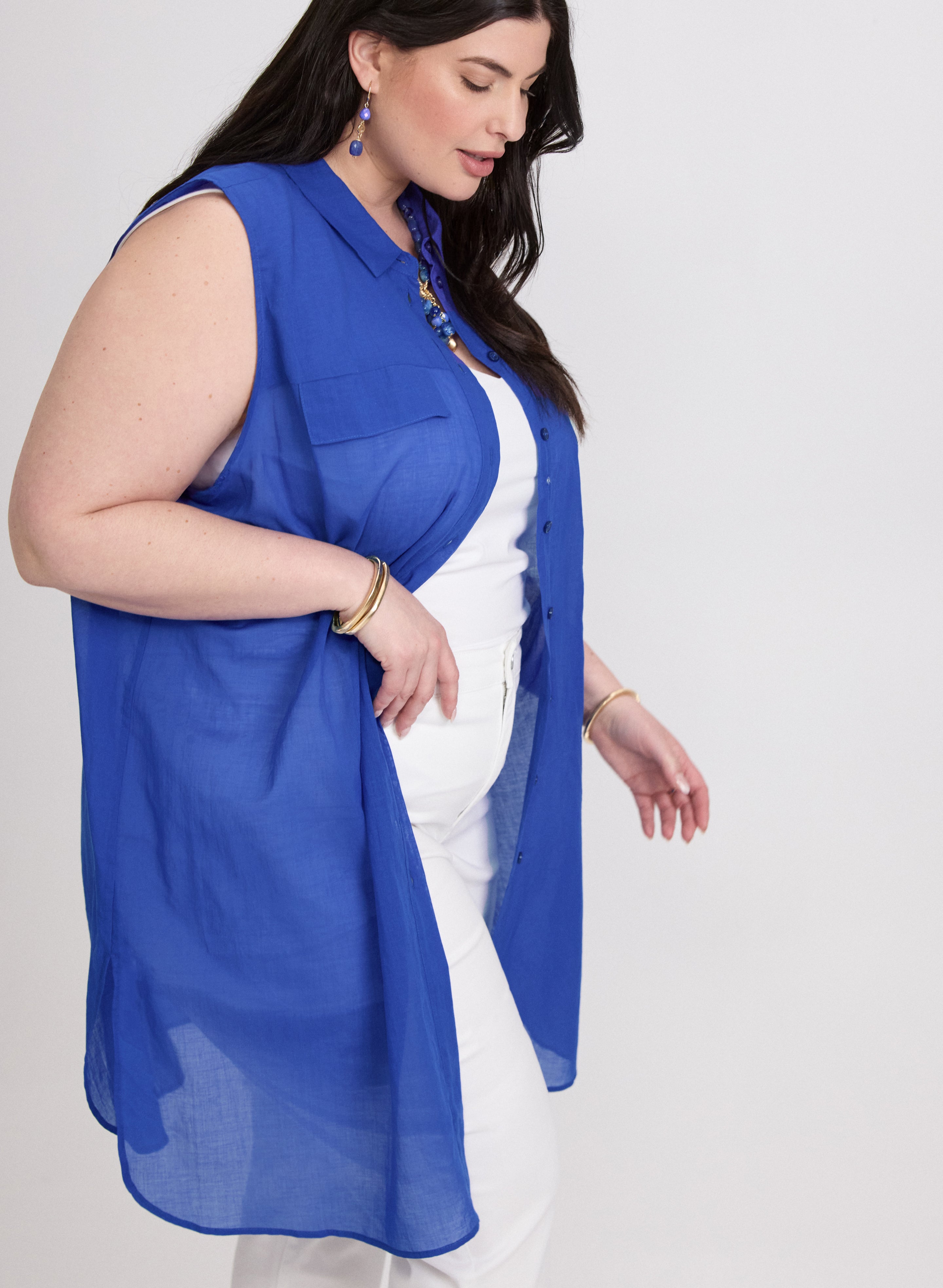 Breathable Cotton Voile Button Down Blouse for Women - Perfect for Office Wear, Casual Outfits & Summer Dressing