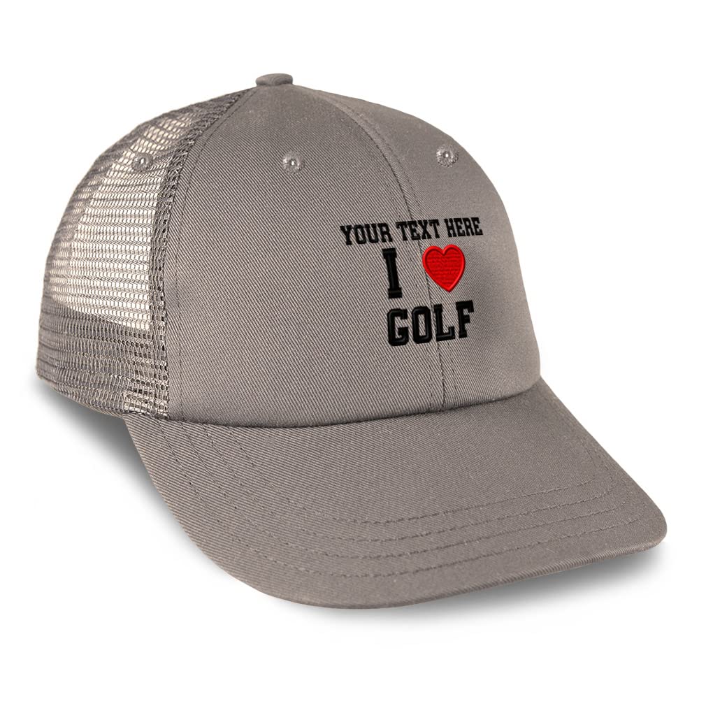 Custom Embroidered Trucker Hat - Baseball Cap with (Love) Golf & Red Heart Design for Sports Lovers - Perfect for Golf Tournaments, Casual Wear & Outdoor Activities