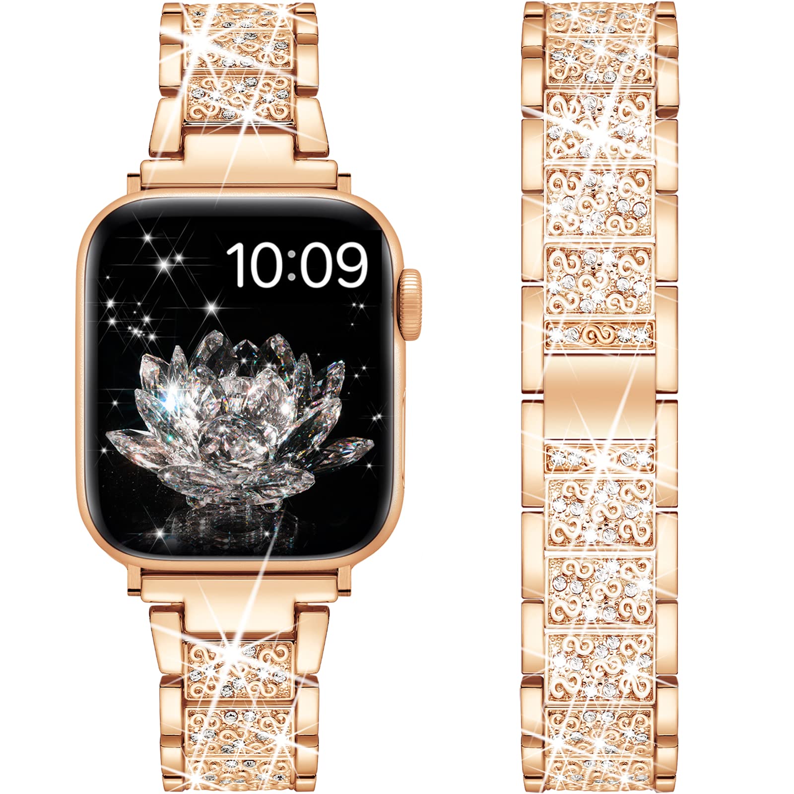 YGTIECS Bling Diamond Bracelet Compatible with Apple Watch Bands 38mm 40mm 41mm 42mm 44mm 45mm 46mm 49mm - Stylish Dressy Band for Women, iWatch Ultra 2/1 Series 10/9/8/7/6/5/4/3/2/1 SE - Perfect for Parties, Weddings & Everyday Elegance