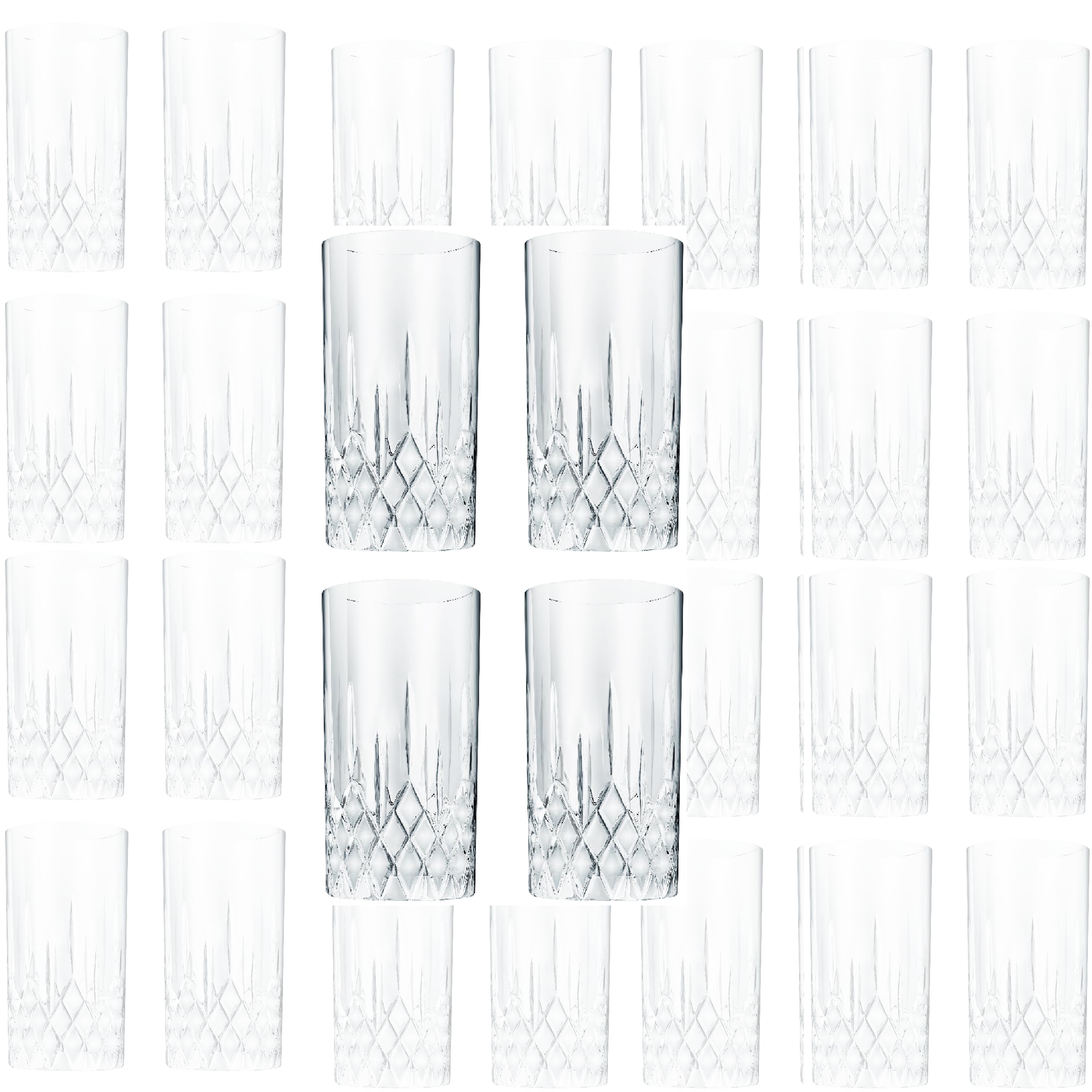 LEMONSODA Premium 12oz Drinking Glasses Set of 32 - Crystal Cut Water Glasses for Lemonade, Cocktails & Beverages - Elegant Collins Glassware for Home Bar, Restaurants & Parties - Perfect Housewarming & Wedding Gift