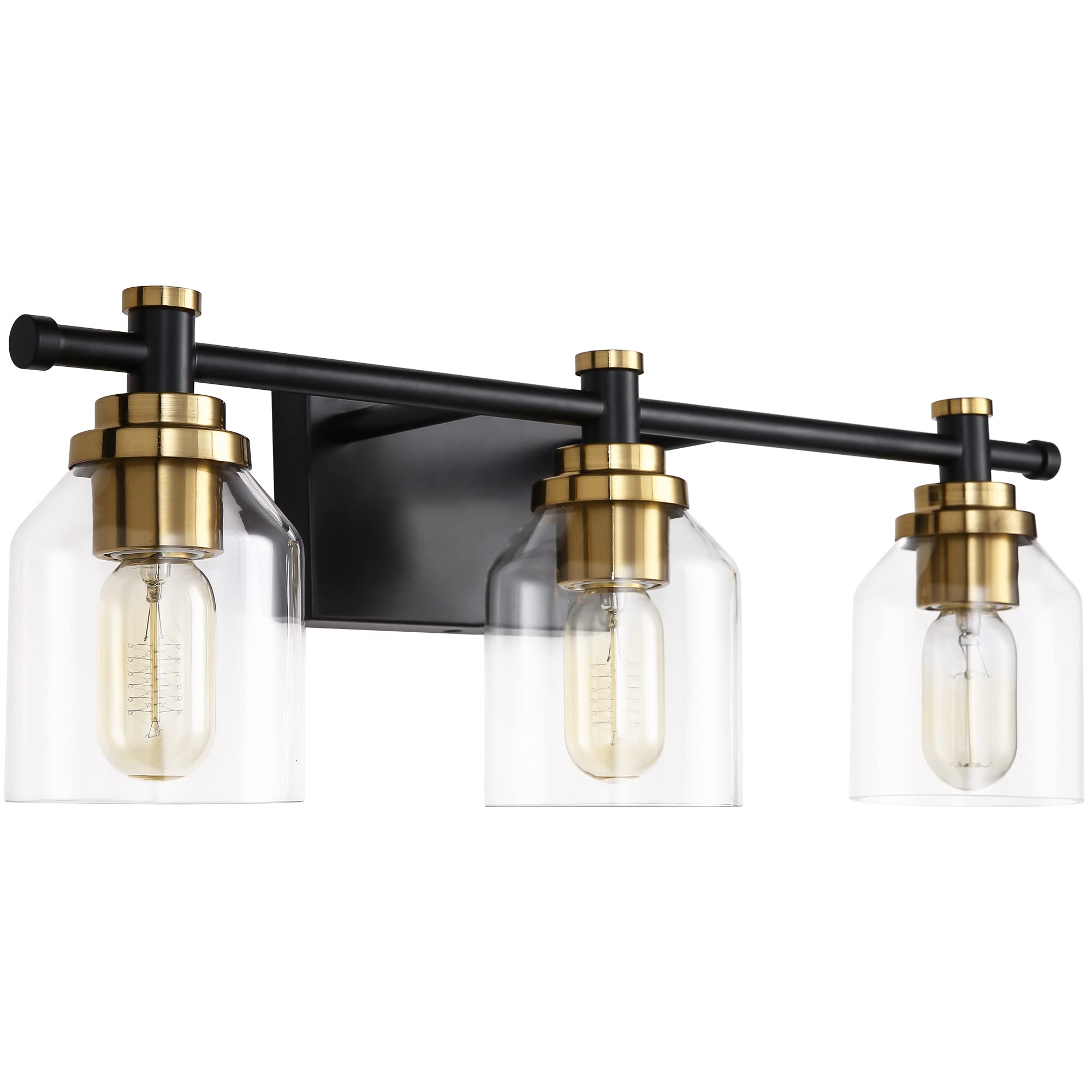 Vintage 3-Light Bathroom Vanity Light Fixture with Glass Shades - Over Mirror Globe Lighting for Bathroom - Perfect for Modern & Classic Bathroom Decor, Spa-Like Ambiance