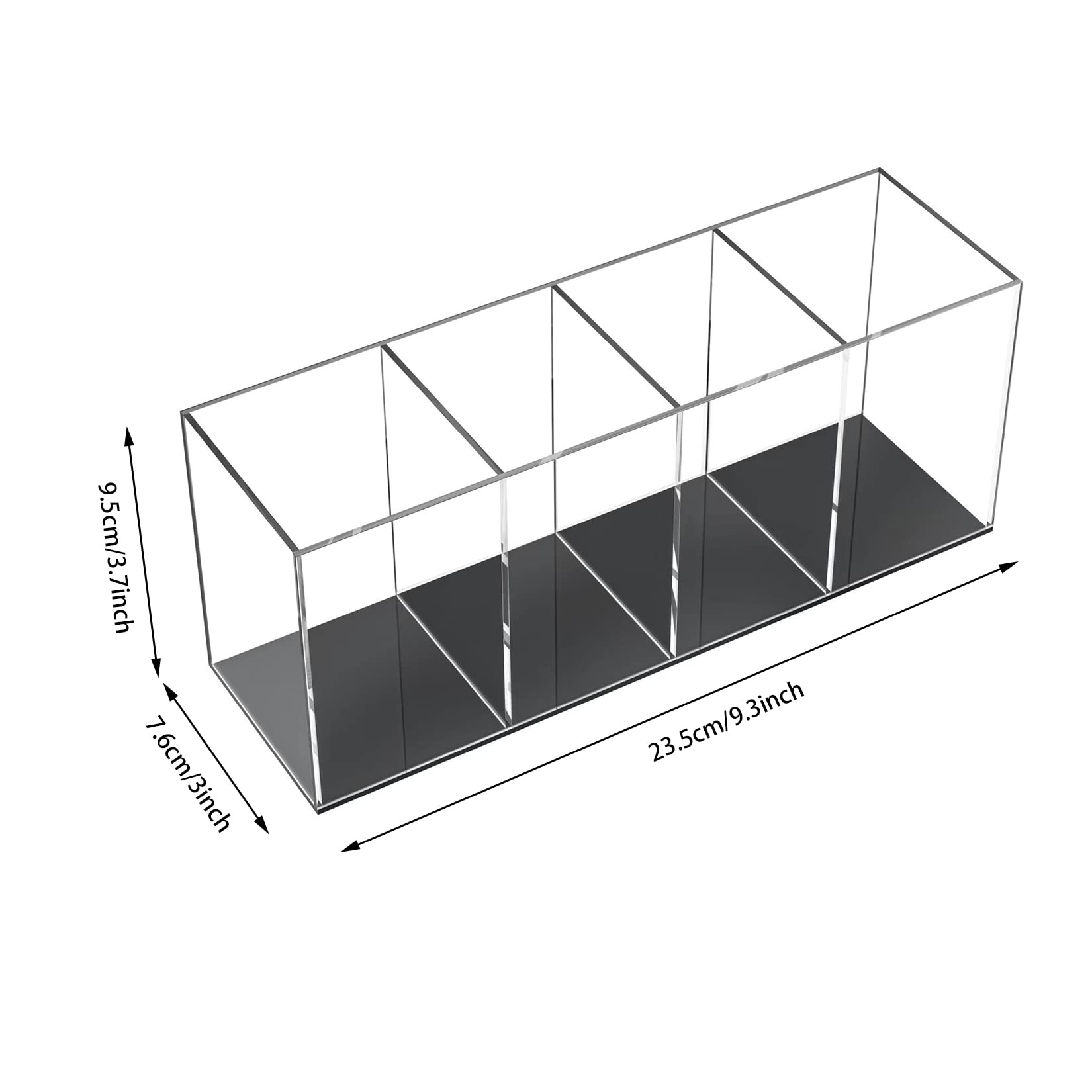 Handmade Acrylic Pen Holder - 4 Slot Pencil Organizer for Office Desk, Makeup Brush Storage & Bathroom Vanity | Countertop Stationery Organizer (Black Base, 2 Pack) - Perfect for Home Office, Makeup Vanity & Bathroom Organization