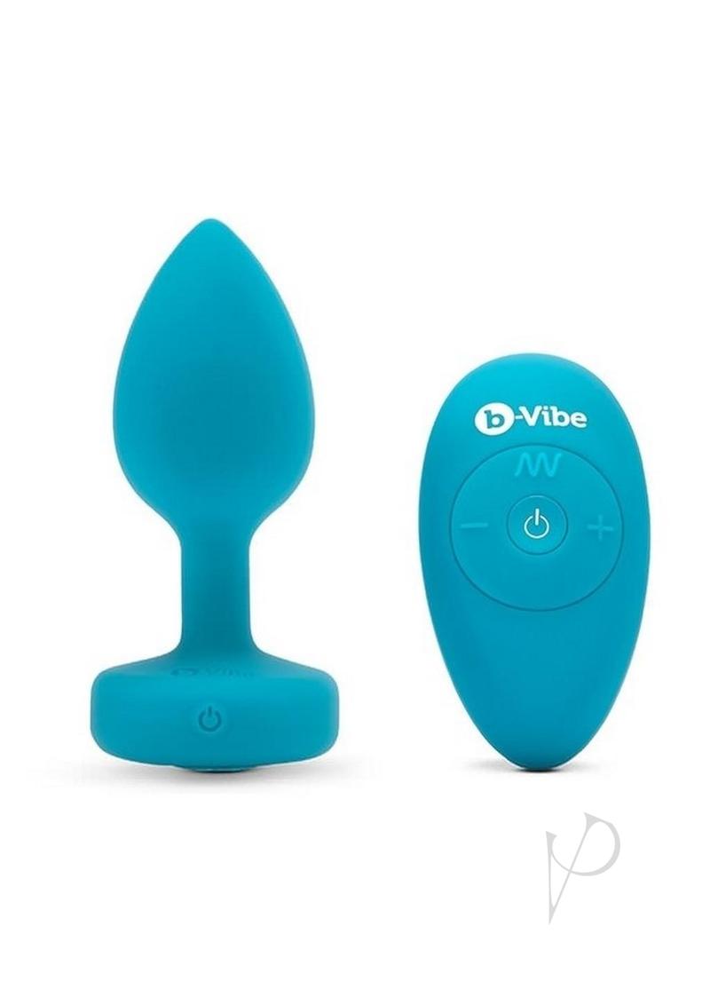 B Vibe Rechargeable Vibrating Anal Plug with Remote Control - Small/Medium Teal Silicone Jewel Butt Plug for Couples & Solo Play - Perfect for Foreplay, Spicing Up Relationships & Sensual Exploration