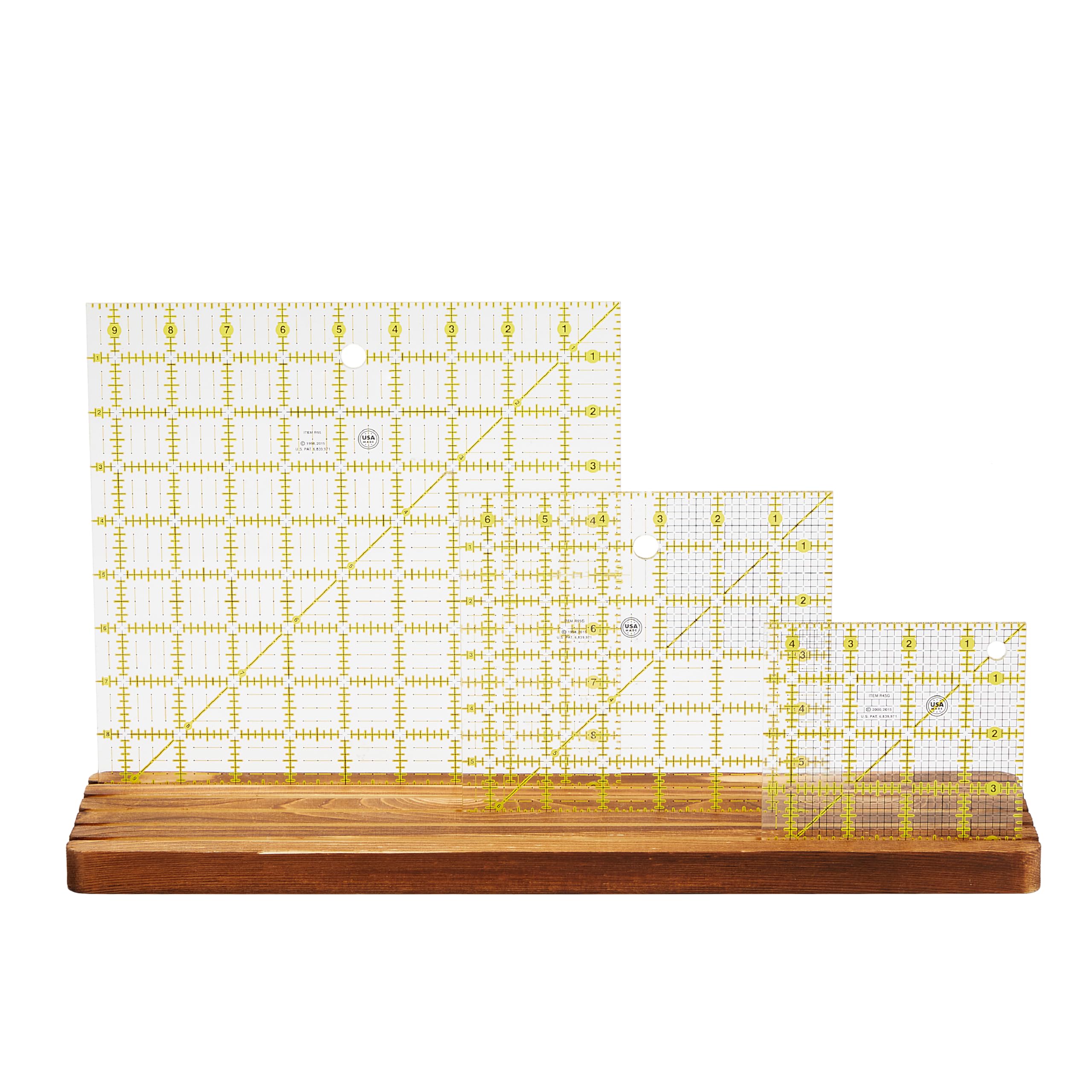 5-Slot Wooden Quilting Ruler Stand & Template Organizer - 17 x 4 Inches Sewing Storage for Quilting, Patchwork & Crafting - Perfect for Sewing Rooms, Craft Tables & DIY Projects