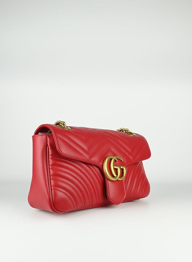 Gucci Marmont Small Leather Shoulder Bag in Red - Elegant Crossbody Purse for Women, Perfect for Date Night & Evening Events