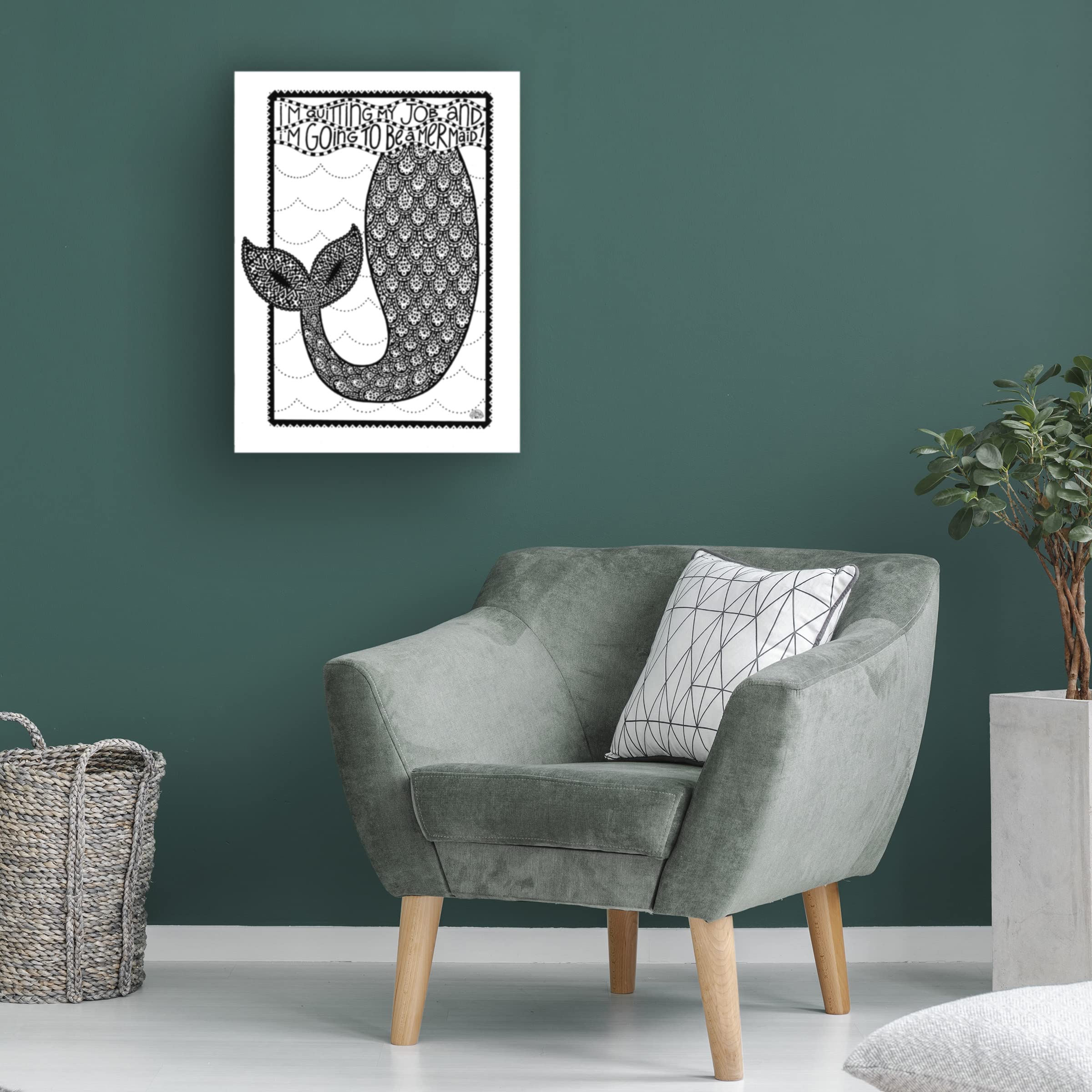 Trademark Fine Art 'Mermaid' Canvas Print by Siobhan - 18x24 Inches Wall Decor for Living Room, Bedroom & Office - Coastal & Fantasy Theme Home Decor