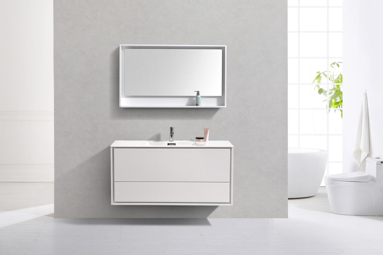 KubeBath DeLusso 48 Inch Single Sink Wall Mount Modern Bathroom Vanity - Perfect for Small Bathrooms, Powder Rooms & Contemporary Home Decor