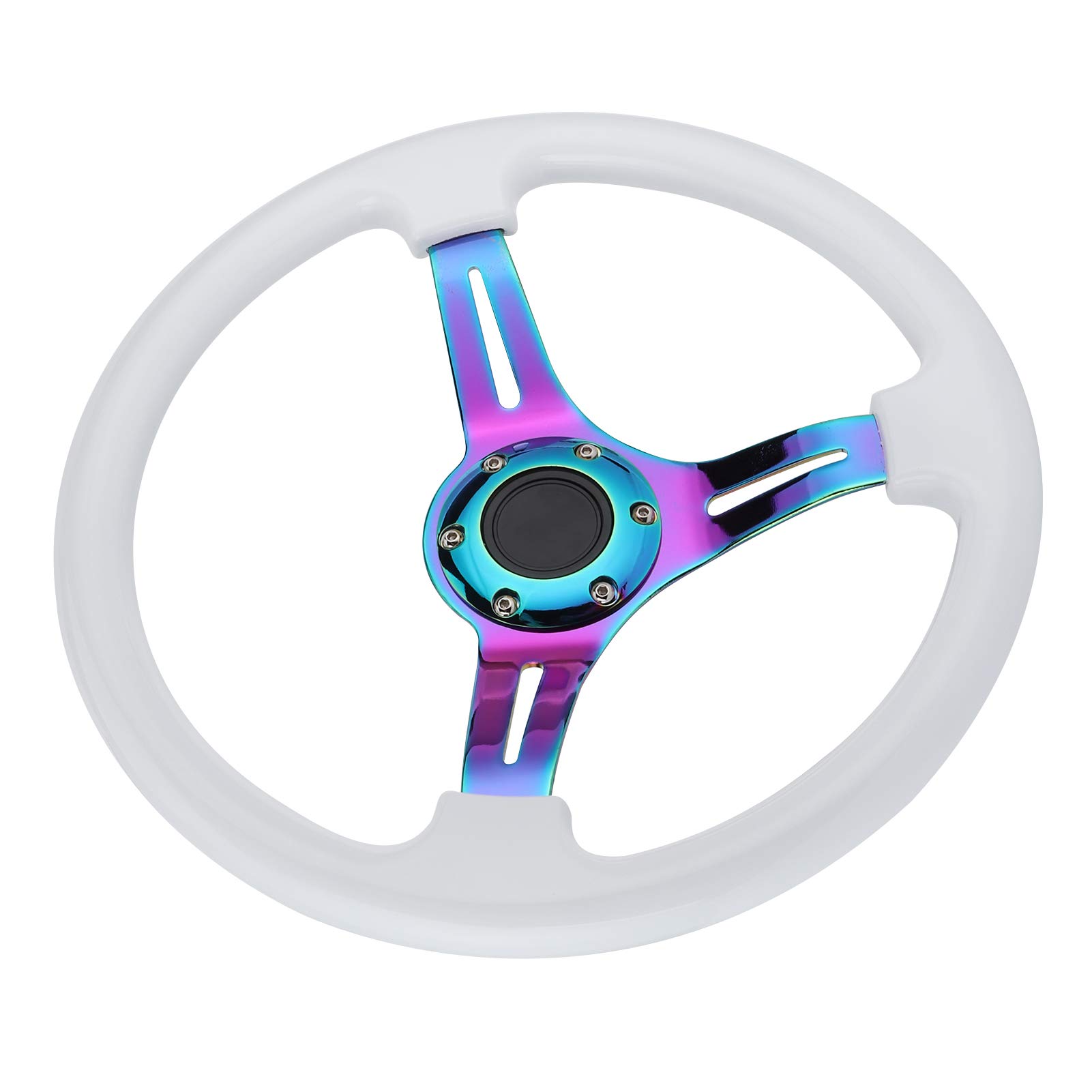 6 Hole Racing Steering Wheel - 14in ABS Drifting Wheel with Colorful Spokes, Universal Fit for Cars - Perfect for Drifting, Racing & Custom Car Upgrades