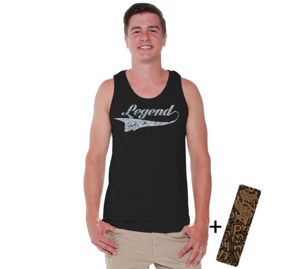 Vintage Retro Men's Legend Tank Top - Trendy Gray Cotton Muscle Tee for Casual Wear, Gym & Summer Outfits | Awkwardstyles