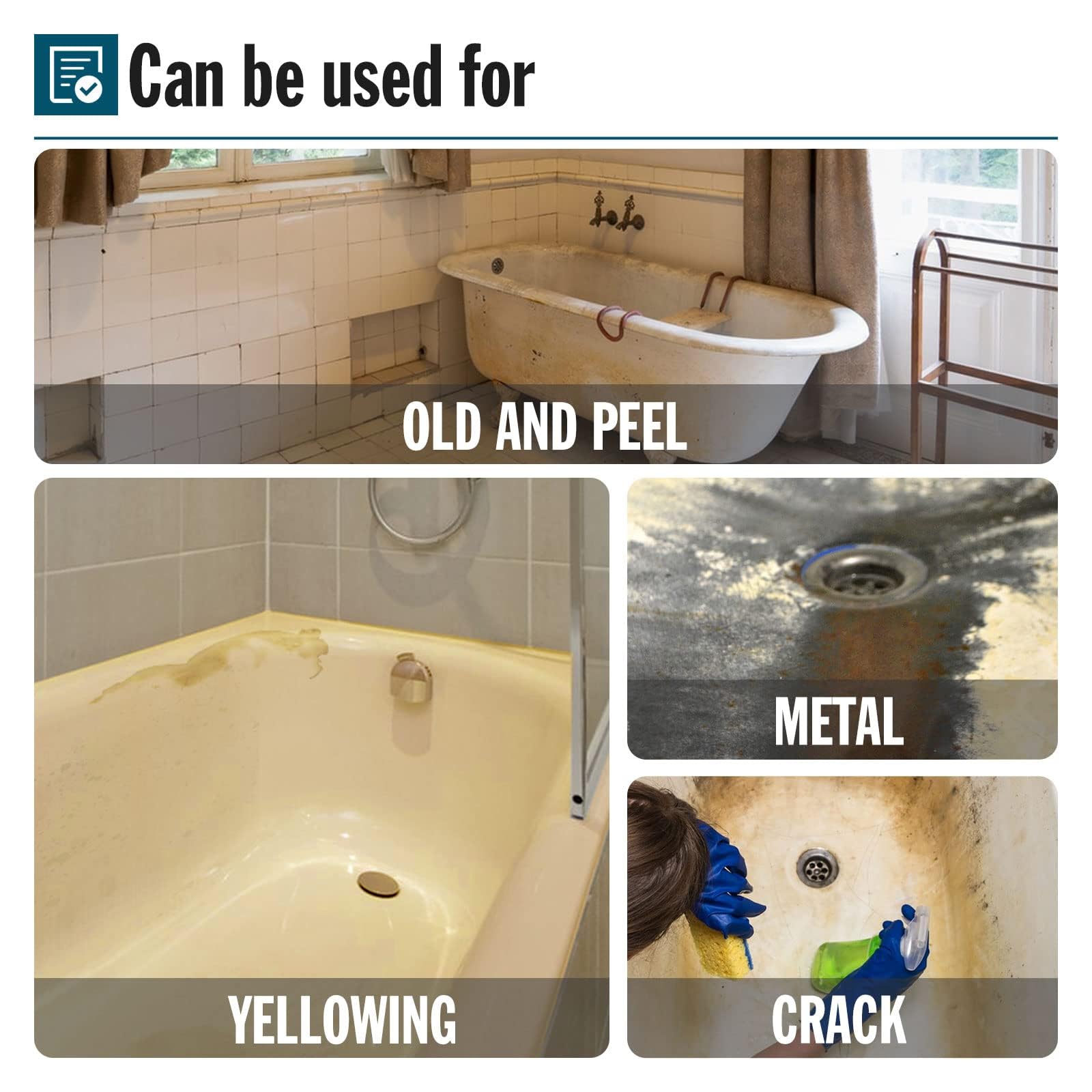 DWIL Tub Refinishing Kit - Epoxy Bathtub Paint & Tile Paint, Self-Leveling, Low Odor, 20X Thicker Than Regular Sink Paint (Bright Gloss White, 1 Bathtub Size) - Perfect for Bathroom & Kitchen Renovation, DIY Home Improvement Projects
