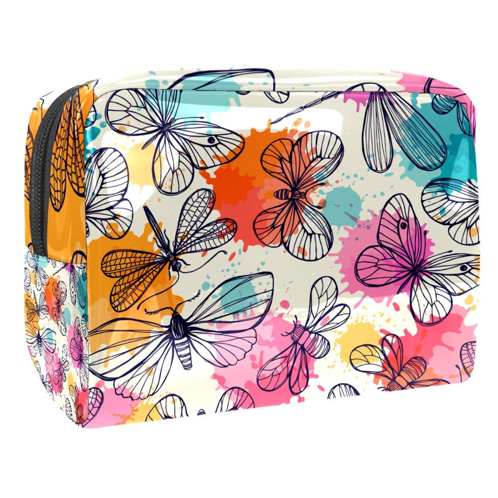 Portable Makeup Bag for Women - Waterproof Travel Toiletry Organizer with Zipper, Cosmetic Pouch for Daily Use & Travel - Perfect for Gym, Vacation & Business Trips (Dragonfly Design)