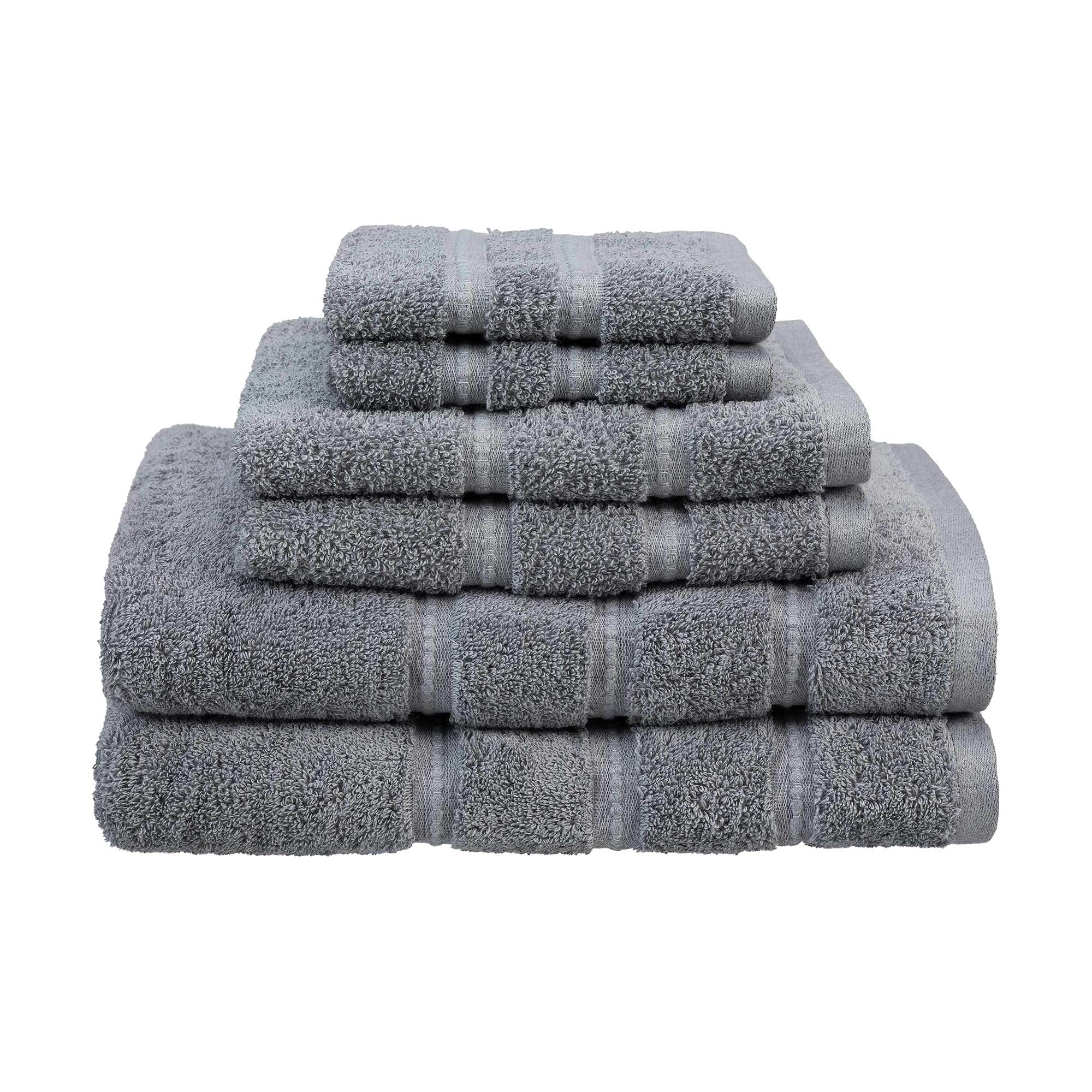 Martex Premium 6-Piece Cotton Bath Towel Set - 2 Bath Towels, 2 Hand Towels, 2 Washcloths - Ultra Absorbent & Soft - Dark Gray - Perfect for Spa, Bathroom & Guest Room Luxury