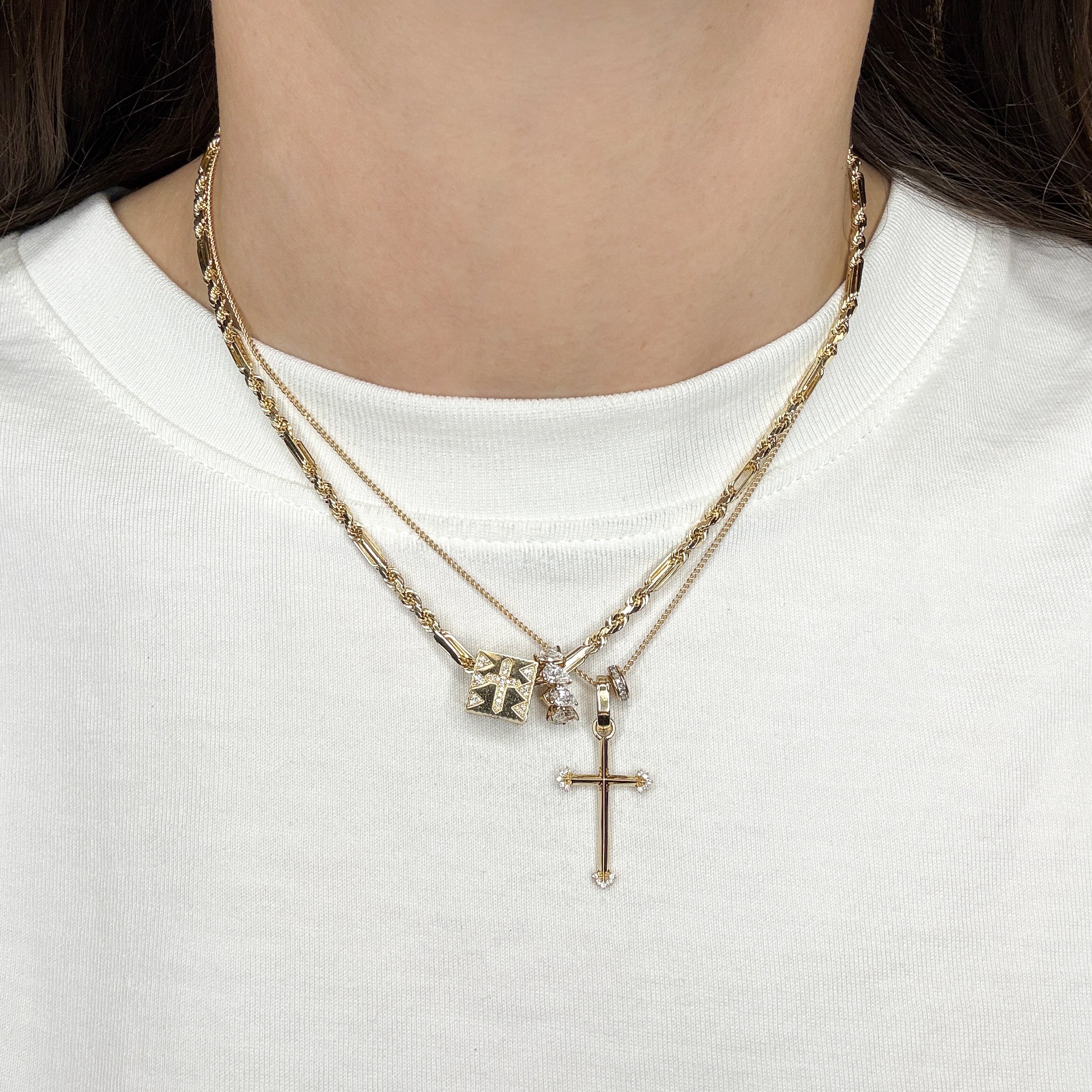 Unique Diamond Cross Hinged Charm Pendant - Perfect for Gifts, Jewelry Making & Everyday Wear