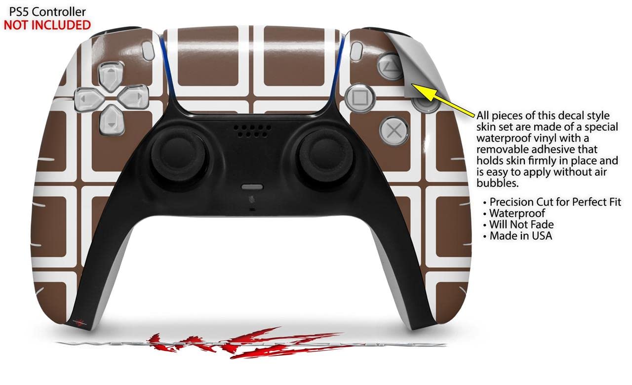 Sony PS5 DualSense Skin Wrap - Squared Chocolate Brown for Gaming Protection