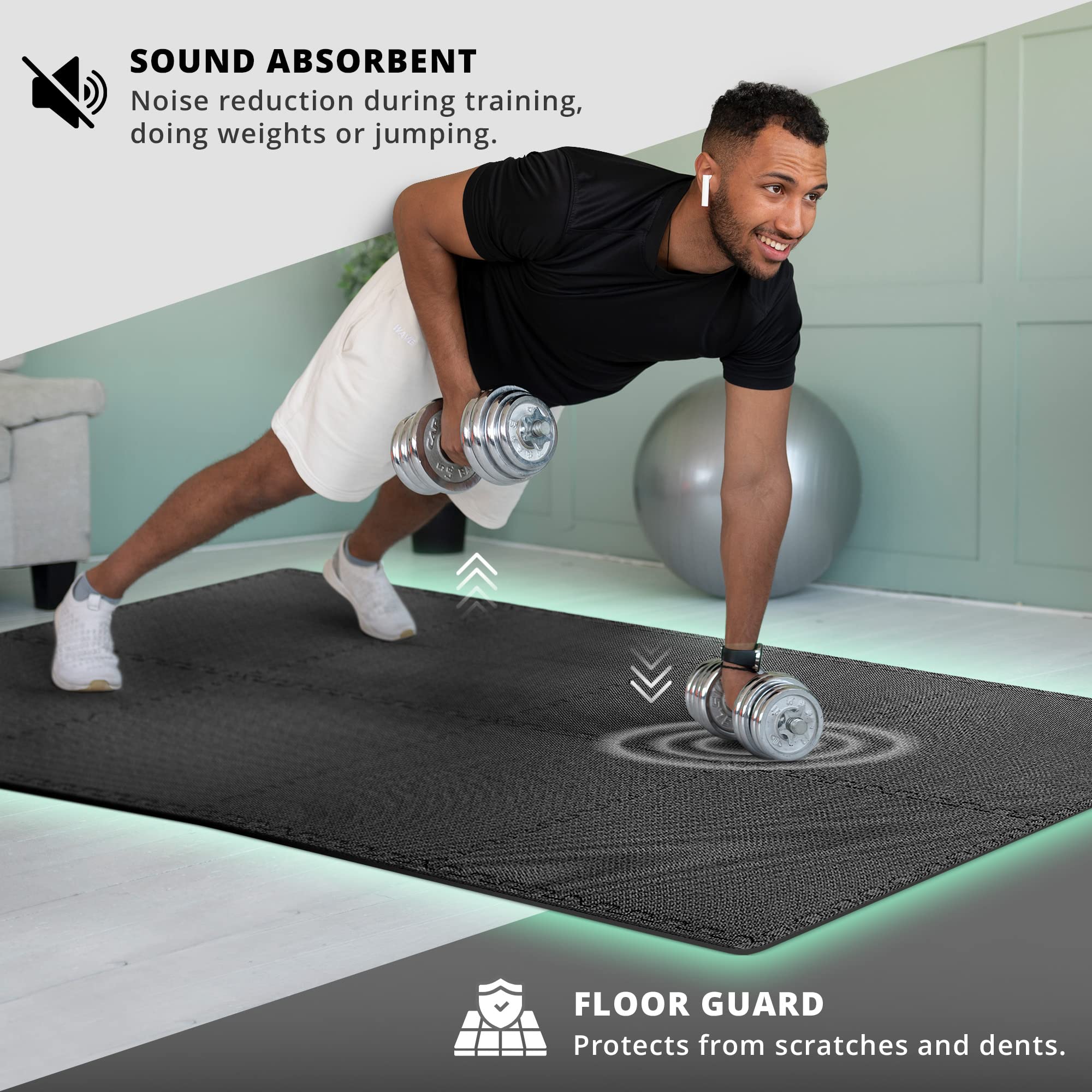 Interlocking EVA Foam Gym Floor Mats - 18-Piece Puzzle Exercise Mat Set for Home Gym, Workout & Play Areas | Non-Slip Protective Flooring for Fitness, Yoga, Garage & Poolside | Soft Rubber Tile Surface for Sports & Kids Play