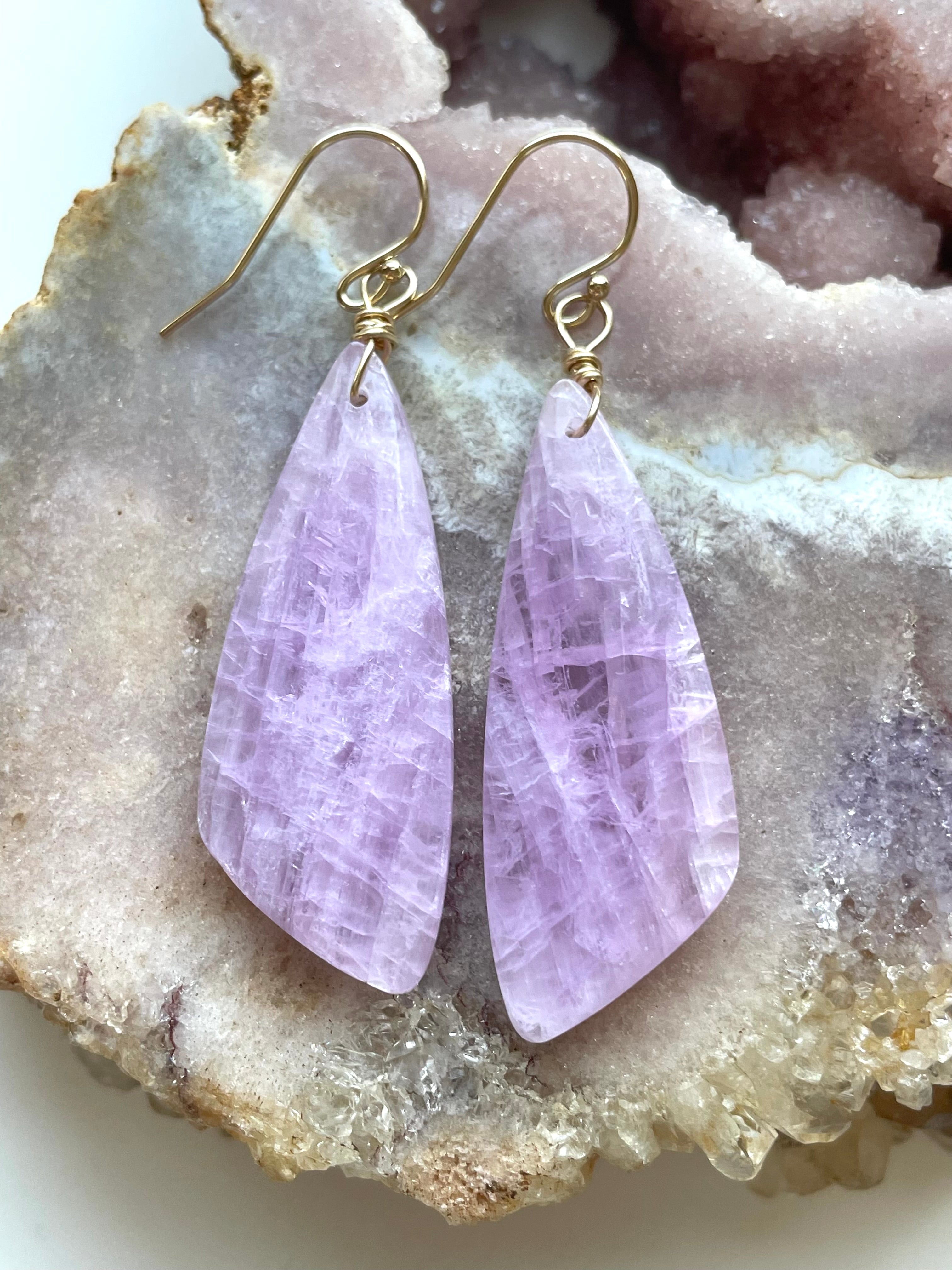 14K Gold Filled Kunzite Statement Earrings for Women - Elegant Dangle Drop Jewelry for Parties, Weddings & Special Occasions