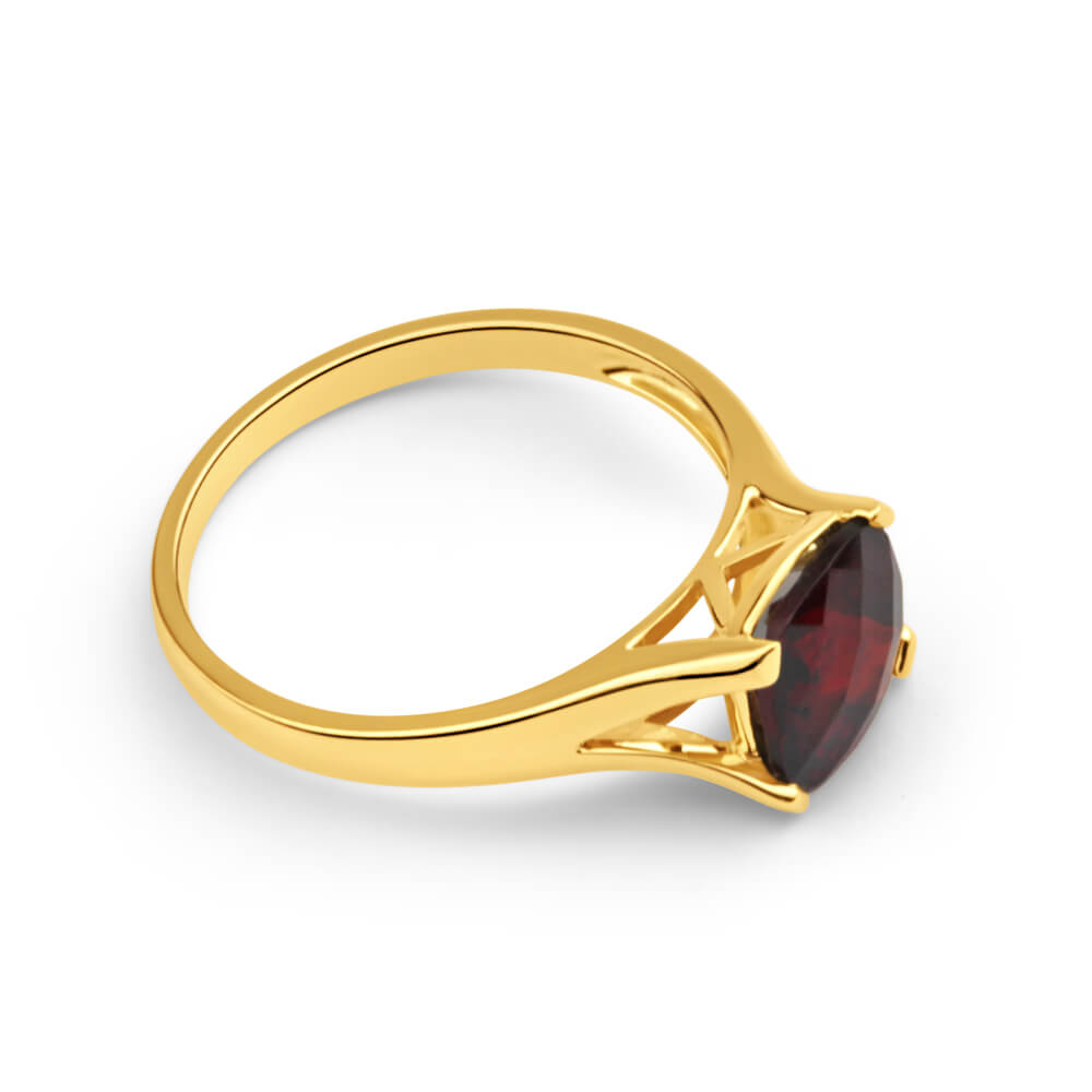 9ct Yellow Gold 2.85ct Cushion Cut Garnet Ring for Women - Elegant Vintage Style Jewelry Gift for Anniversary, Engagement & Special Occasions