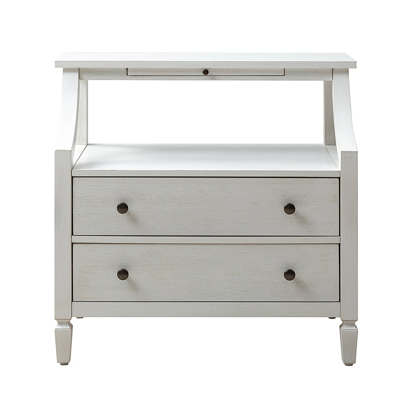 Grace 2-Drawer Nightstand with USB Charging Ports & Power Outlets - Modern Bedside Table for Bedroom, Living Room & Office Use