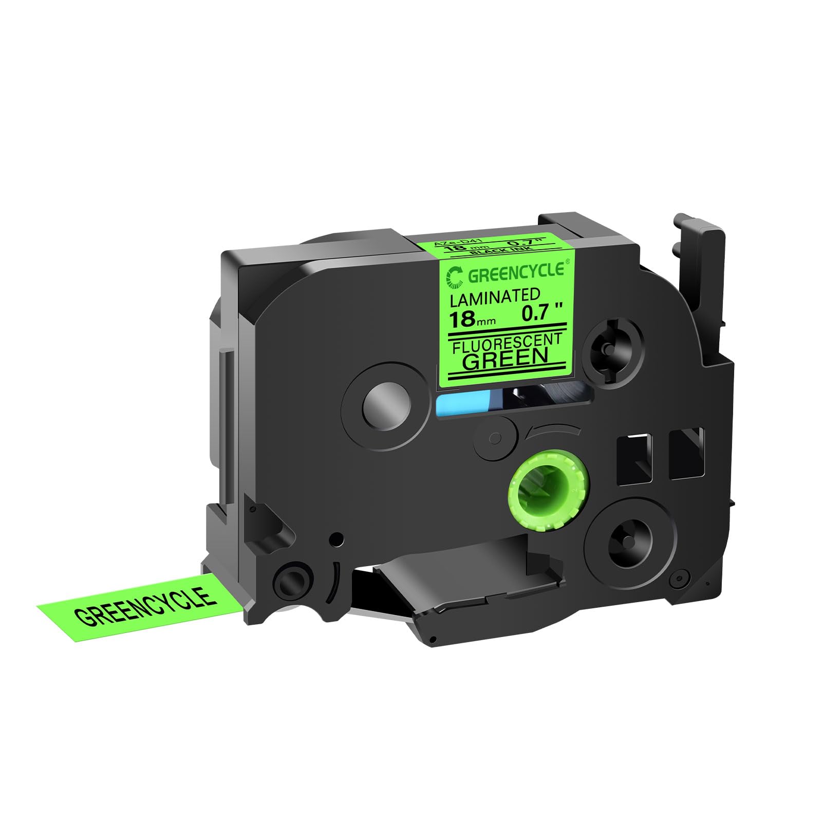 GREENCYCLE 50 Pack Brother P-Touch Label Maker Tape - Compatible with TZe-D41 & TZ-D41 - Black on Fluorescent Green 18mm (0.7
